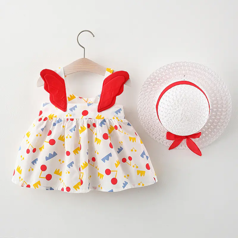 Summer Big Dot Wings Princess Dress with Hat - Image 41