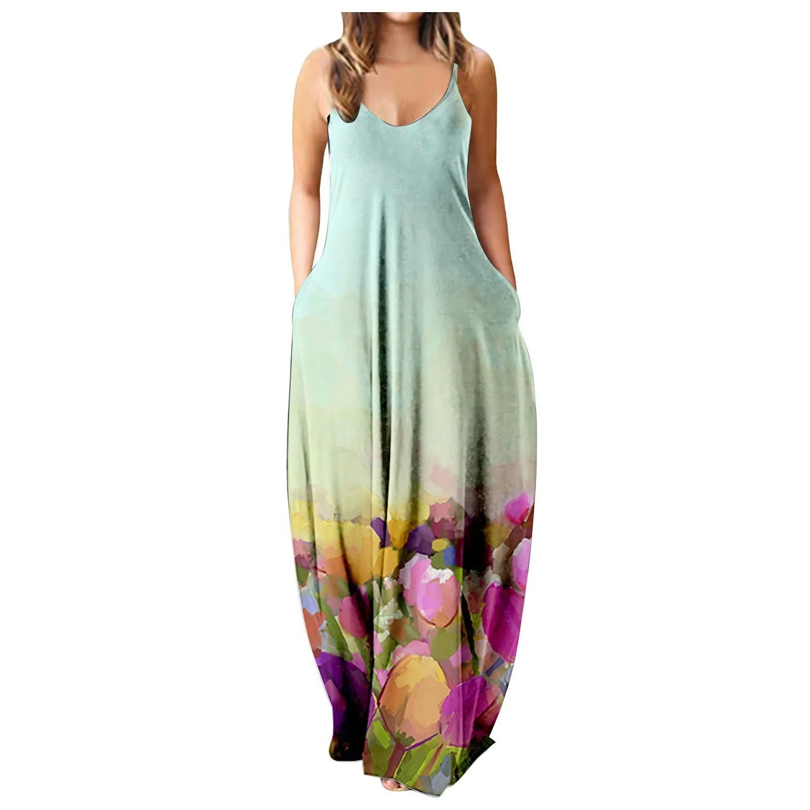Summer Cool Strap Dress Abstract Face Style Digital Printing Elegant Street Dress - Image 11