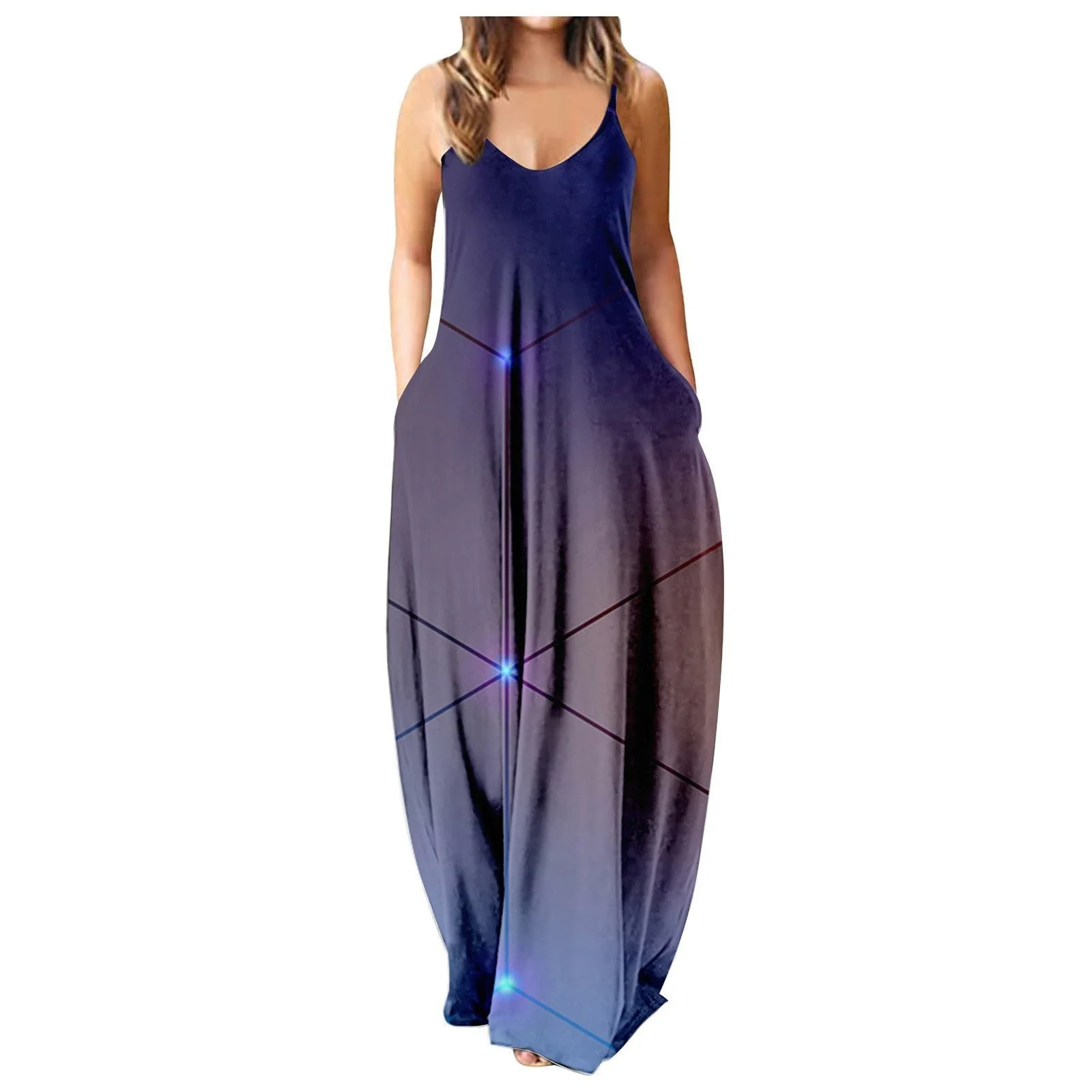 Summer Cool Strap Dress Abstract Face Style Digital Printing Elegant Street Dress - Image 9