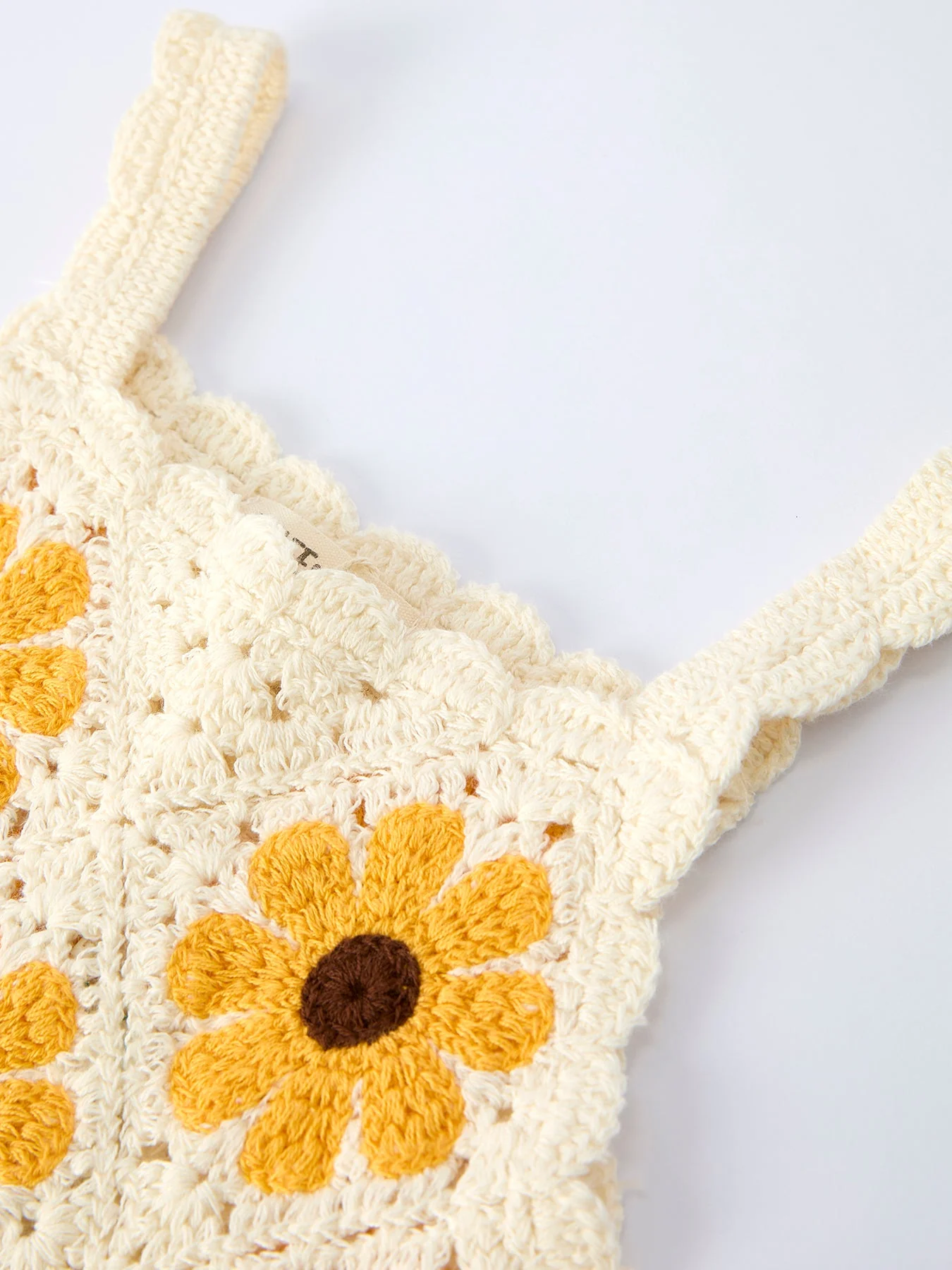 Summer Crochet Sunflower Girl Dress with Headscarf - Image 10