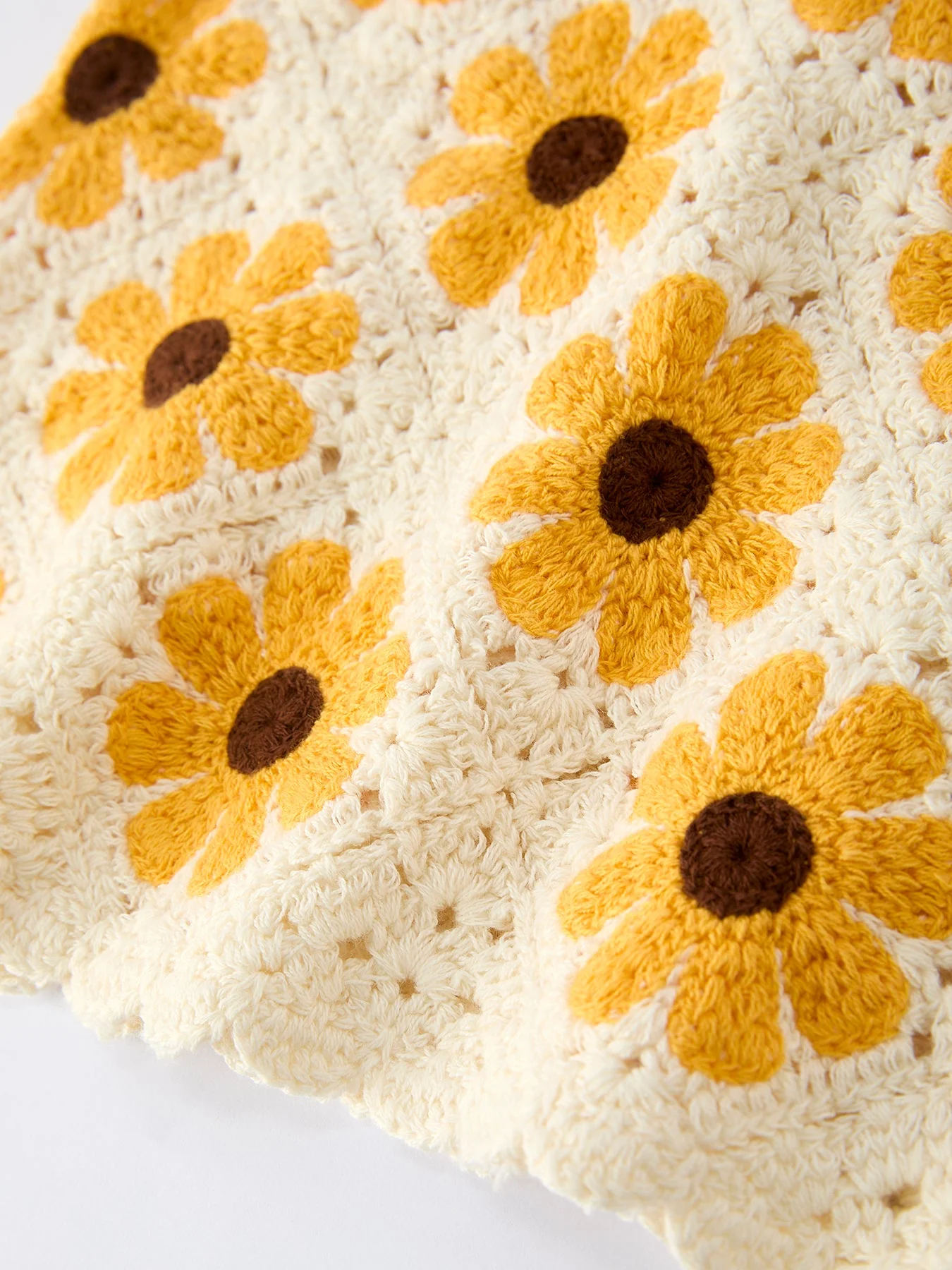 Summer Crochet Sunflower Girl Dress with Headscarf - Image 11