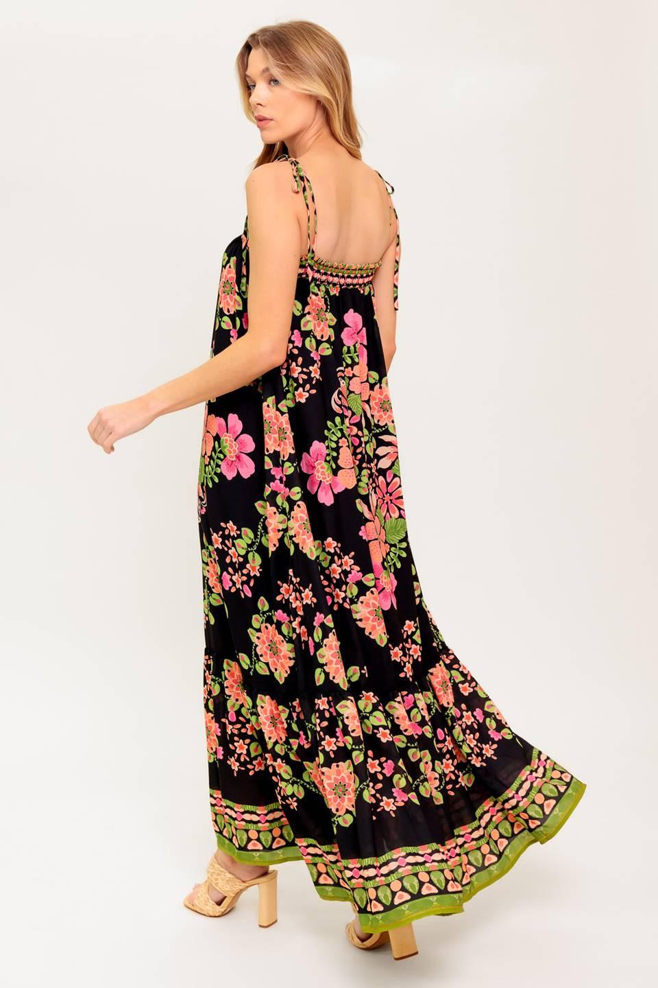 Summer Glow Black Woven Maxi Dress - Image 3