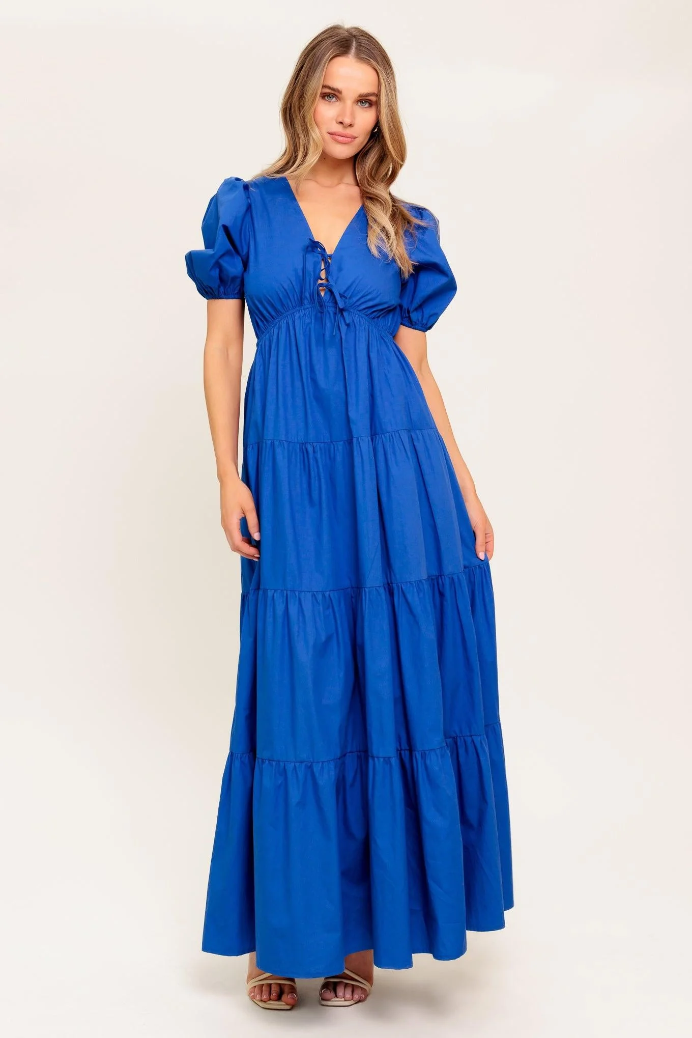 Summer Glow Royal Blue Woven Maxi Dress - Image 2