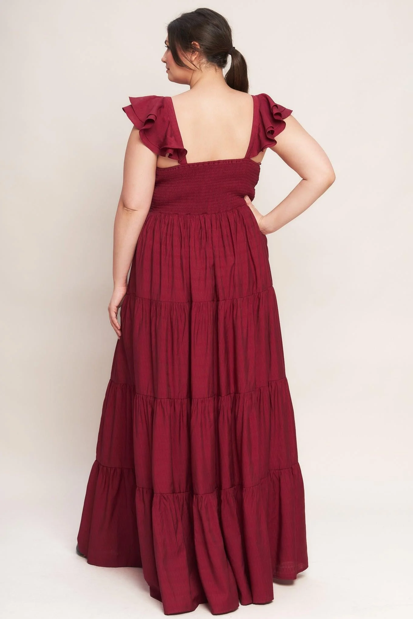Summer Milk Deep Red Woven Maxi Dress - Image 10