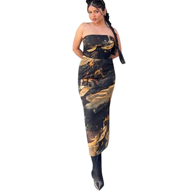 🌞 Summer Strapless Printed Tube Dress – Slim Fit Bodycon Mini - Image 5