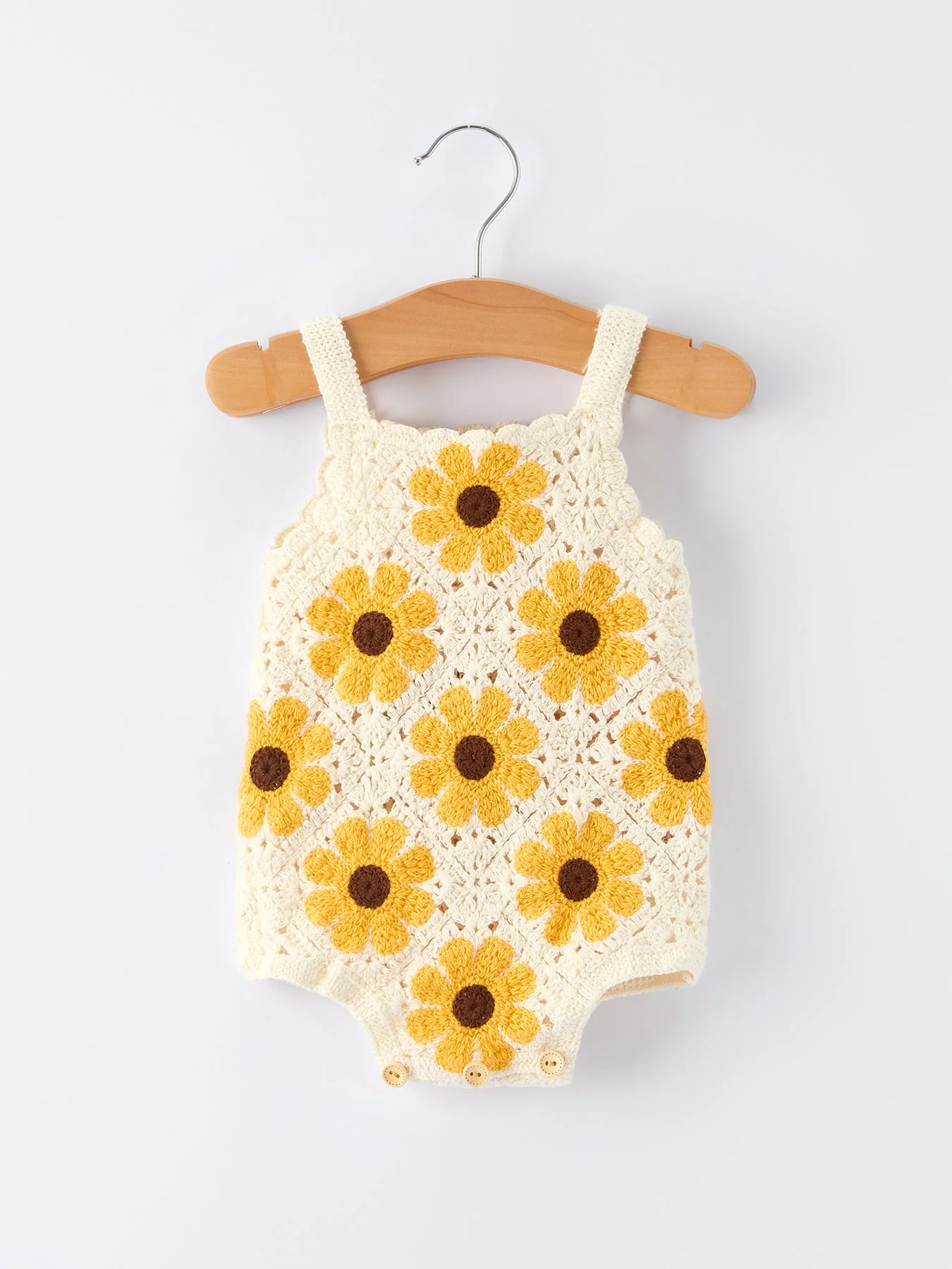 Summer Sunflower Baby Crochet Romper - Image 8