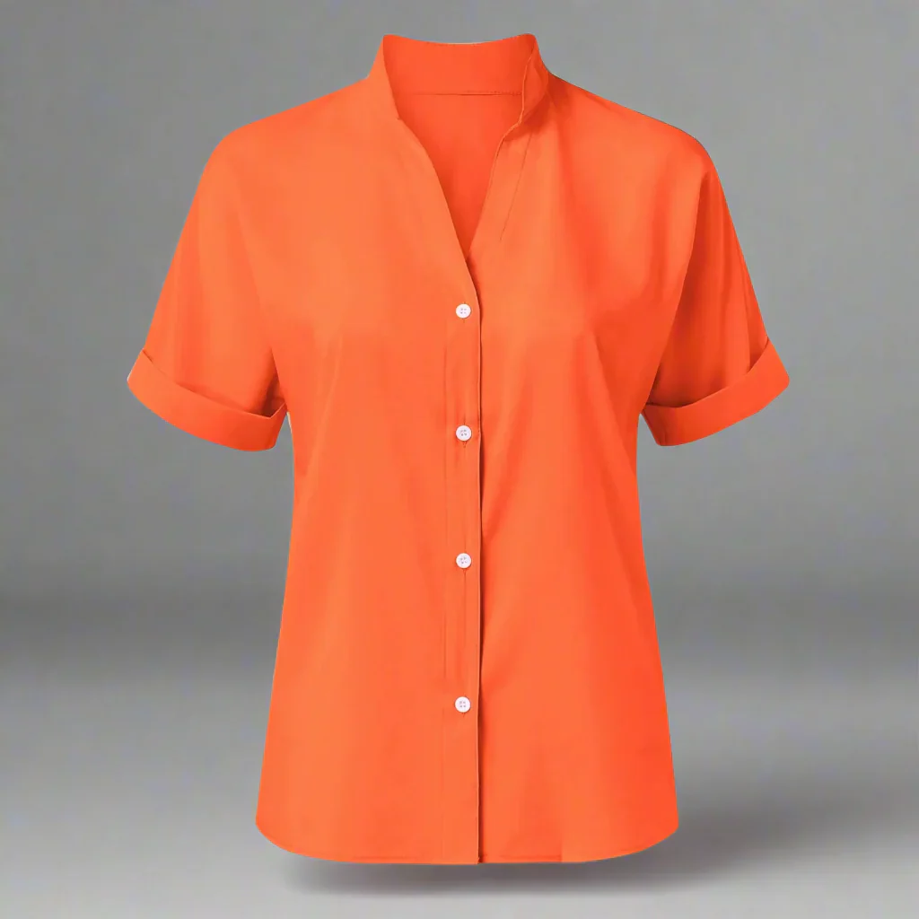 🧡 Summer Women's Satin V-Neck Short Sleeve Shirt – Elegant Casual Wear - Image 7