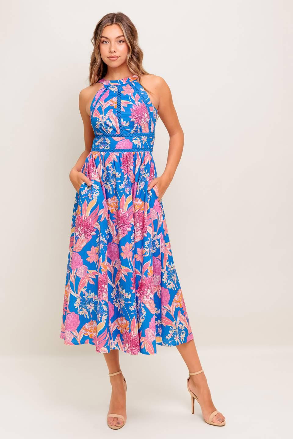 Sun-kissed Flower Woven Midi Dress - Image 4