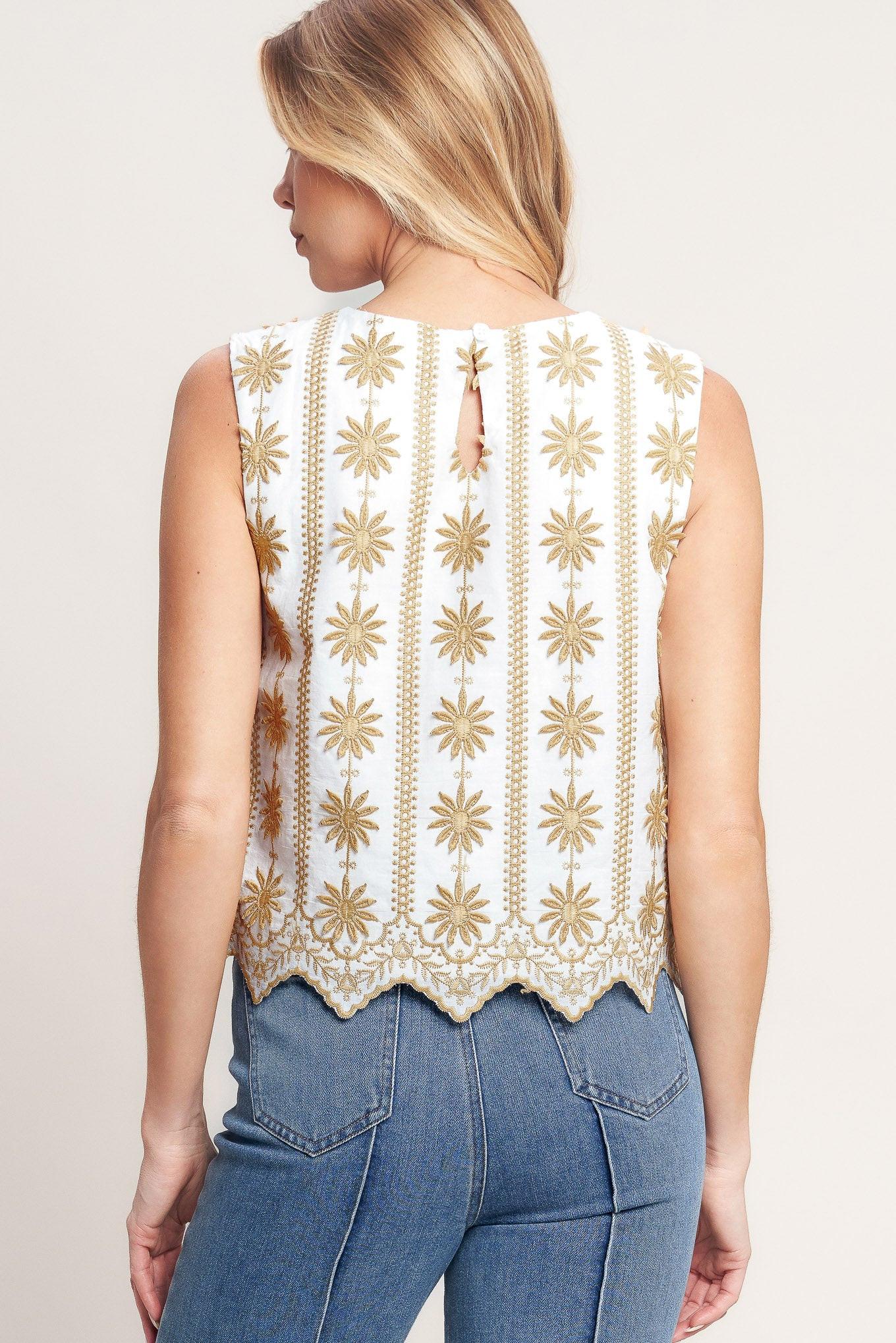 Sun-kissed Woven Embroidered Top - Image 2