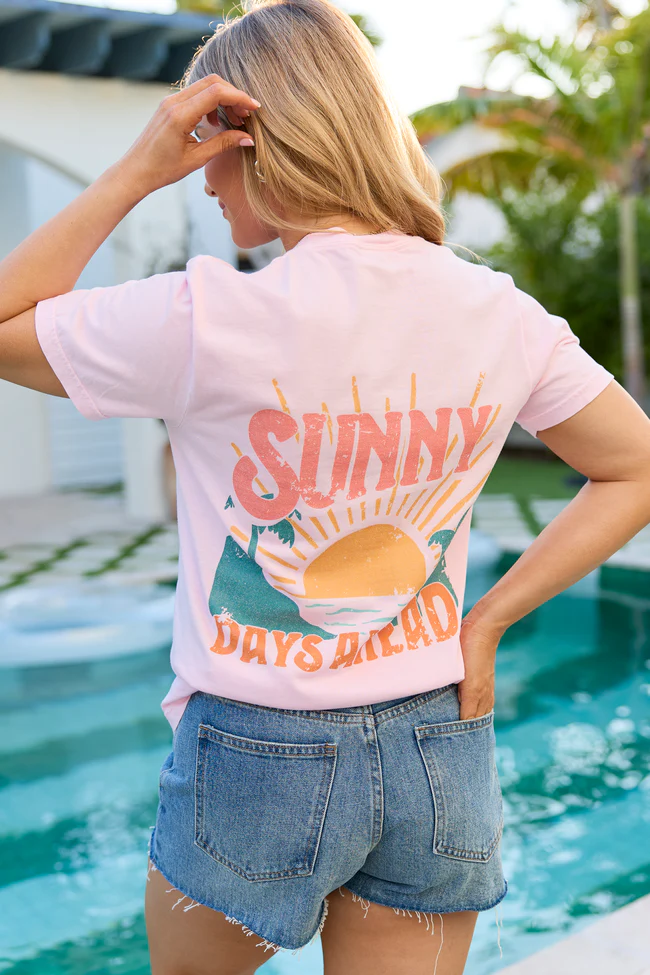 Sunny Days Ahead Light Pink Graphic Tee - Image 4