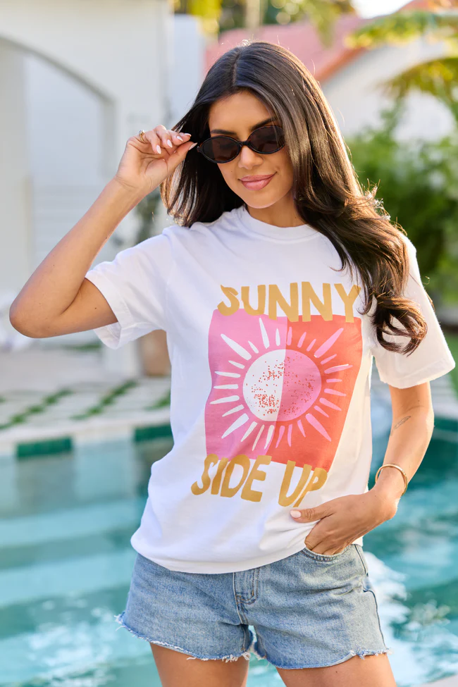 Sunny Side Up White Graphic Tee - Image 3