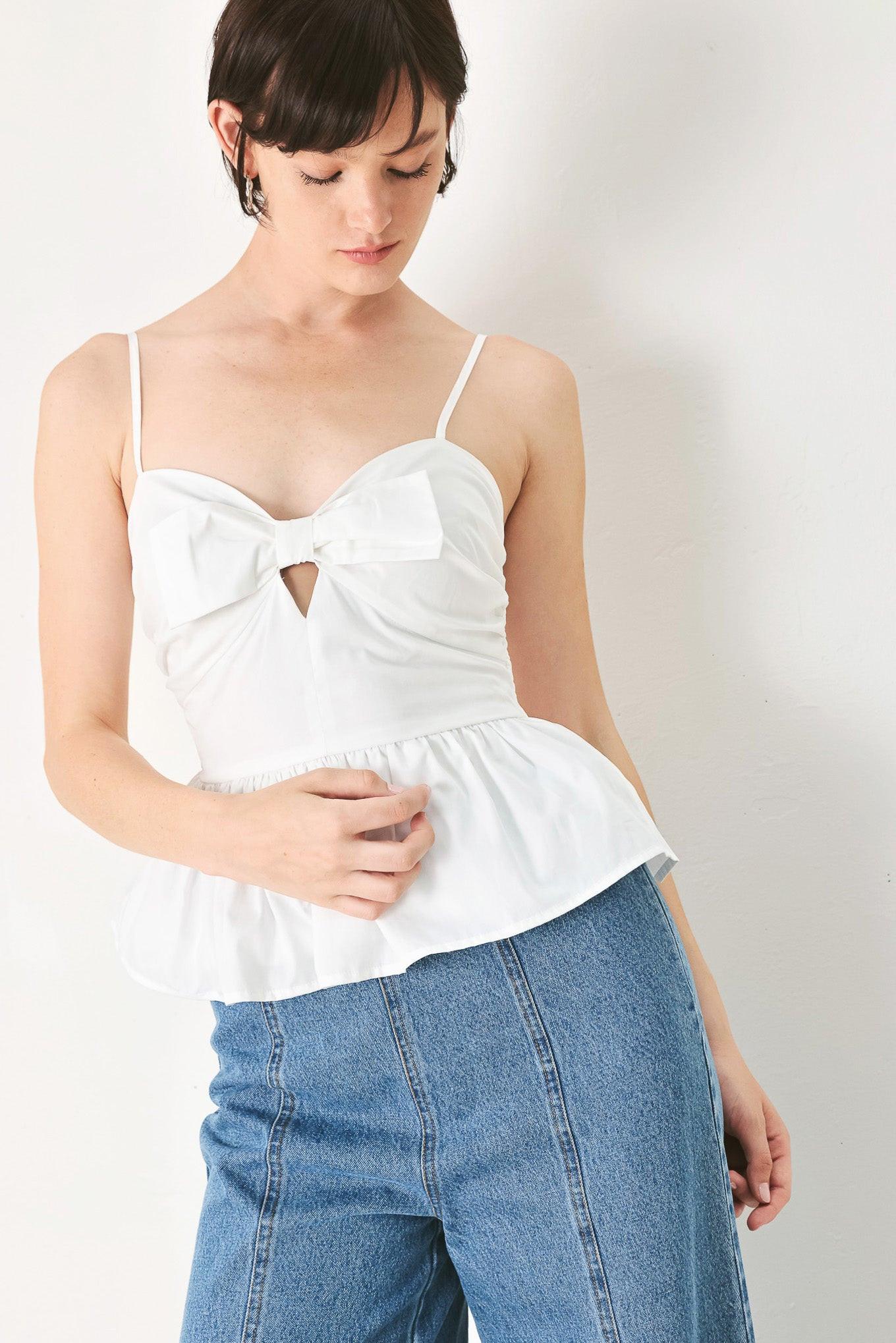 Sunset Bow White Woven Top - Image 3