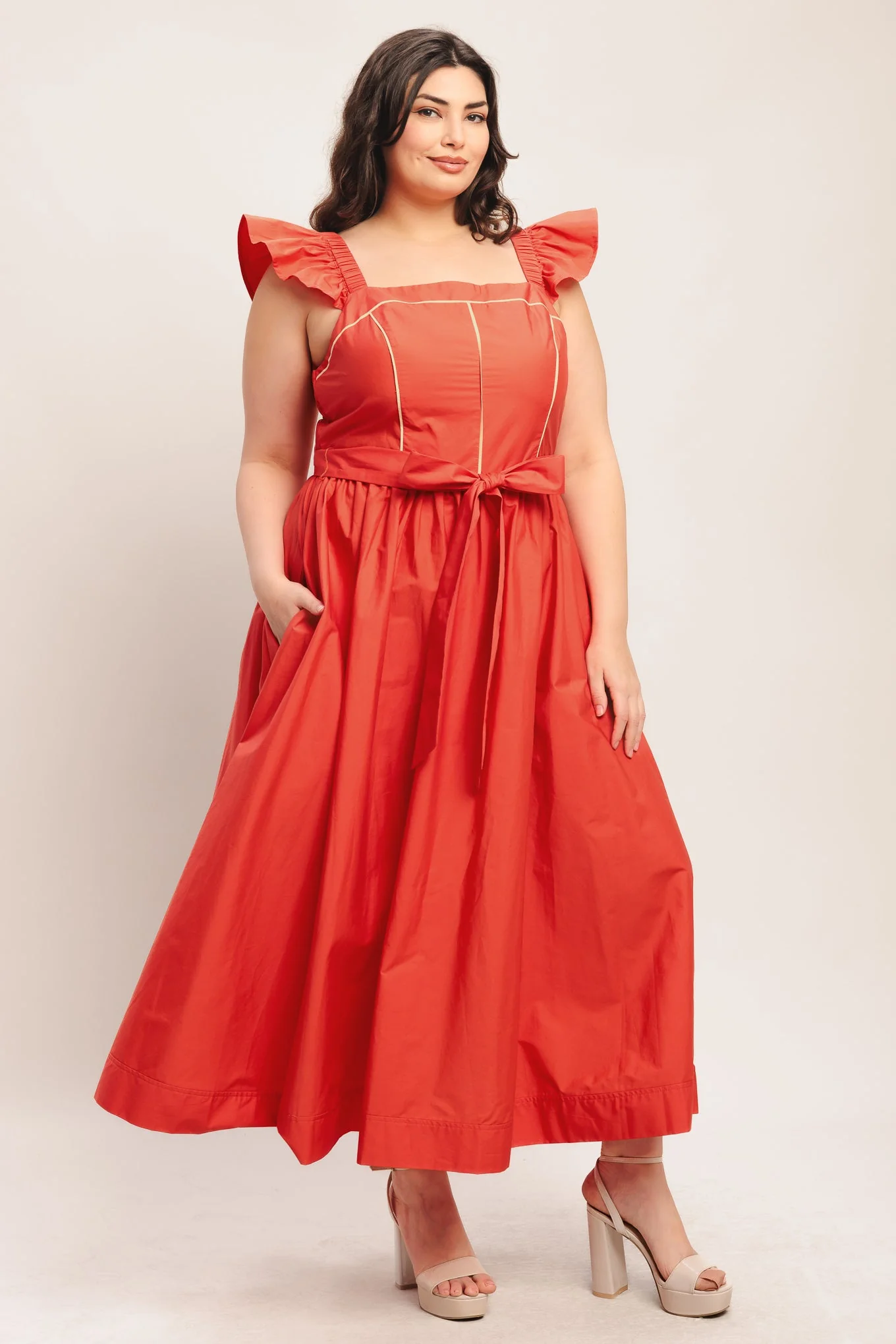Sunset Romance Woven Midi Dress - Image 11