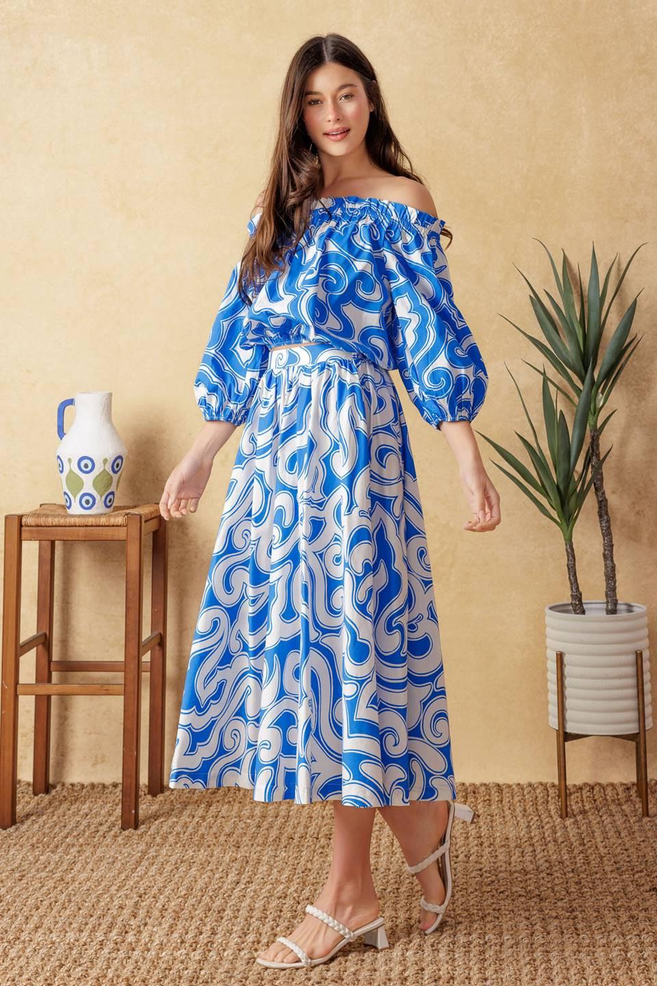 Sunset Sashay Blue Top and Skirt Set - Image 6