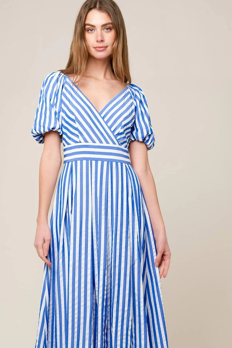 Sunset Steps Blue Woven Midi Dress - Image 4