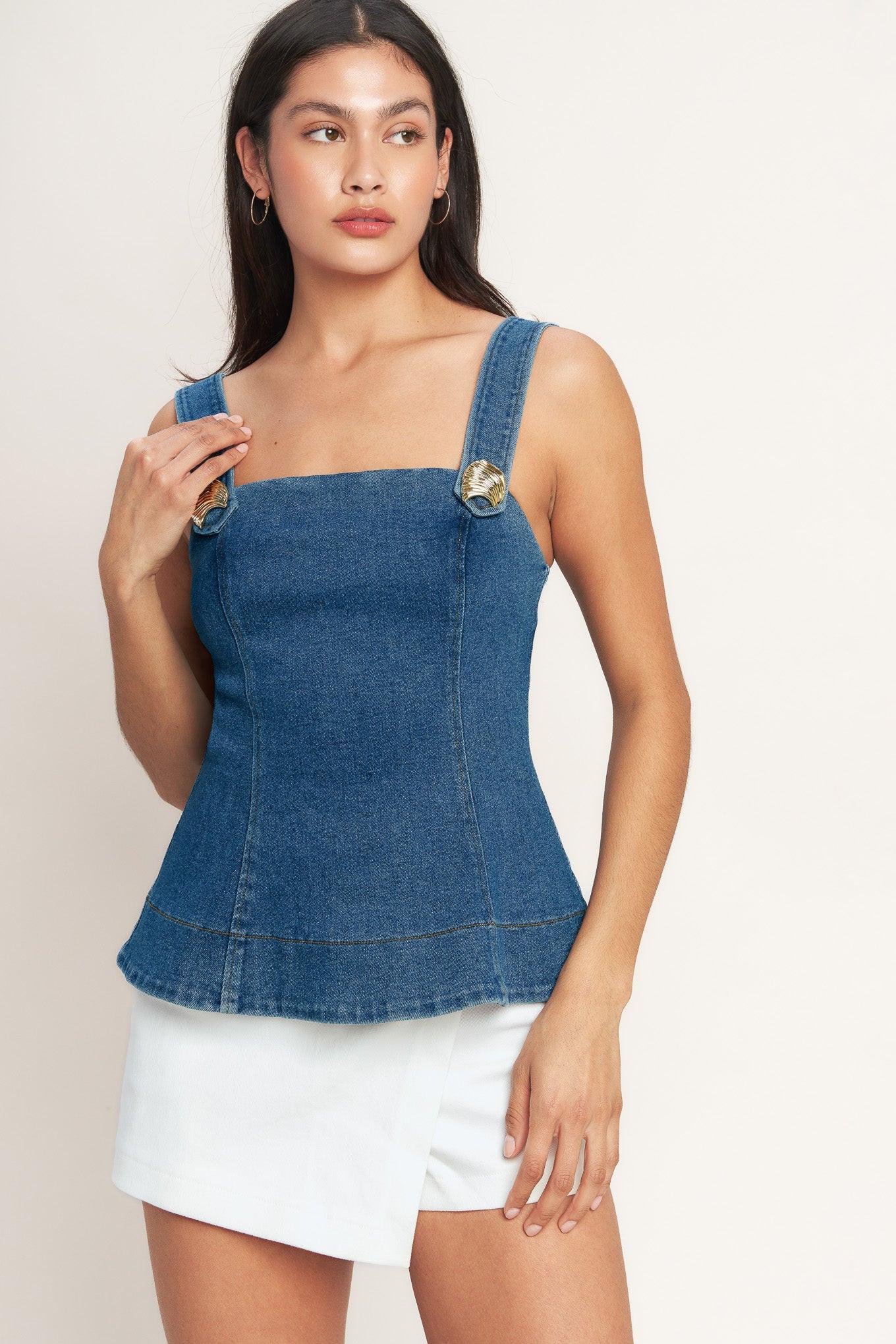 Sweet Denim Peplum Top - Image 6
