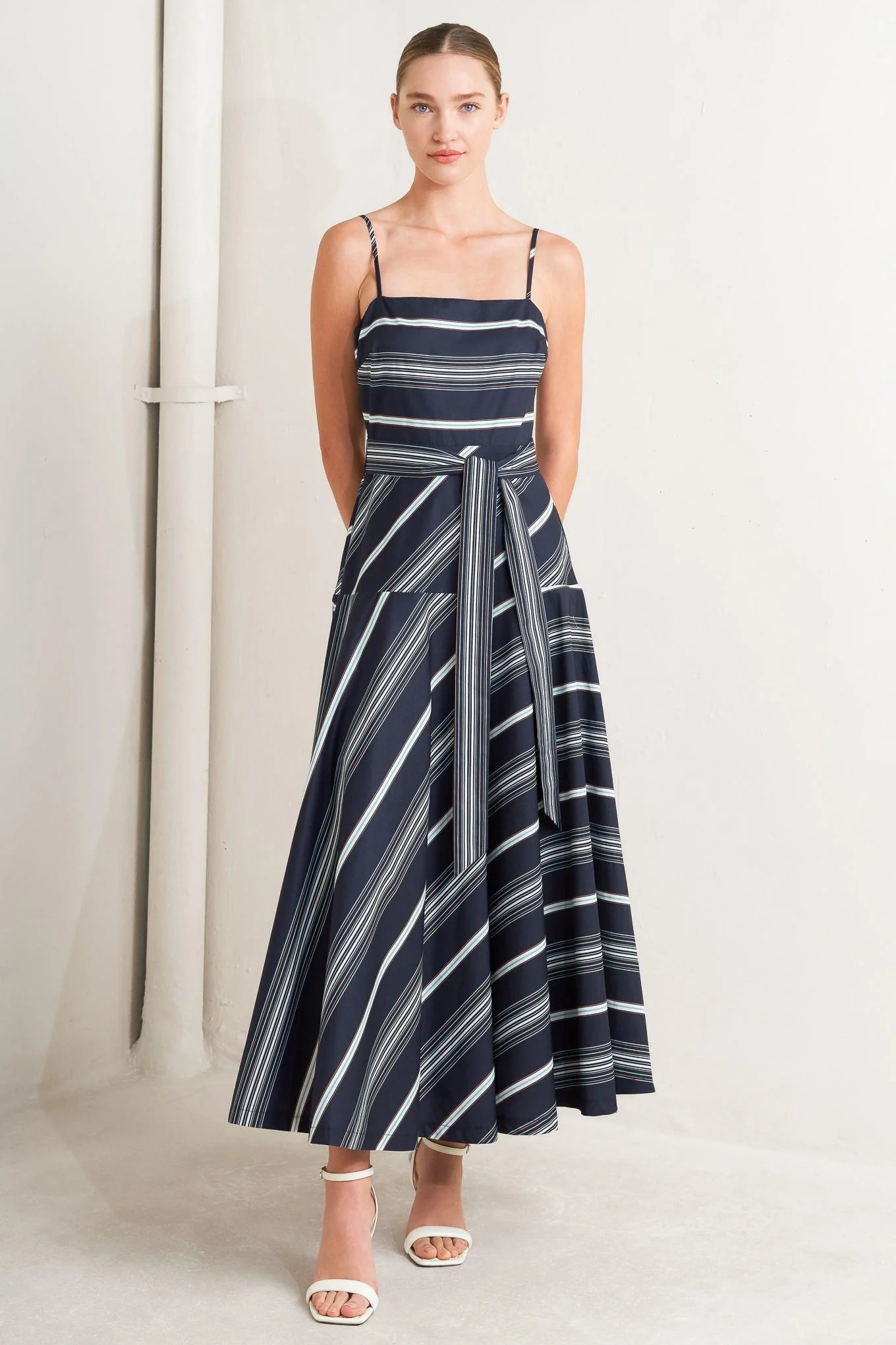Sweet Escape Stripe Woven Midi Dress - Image 2