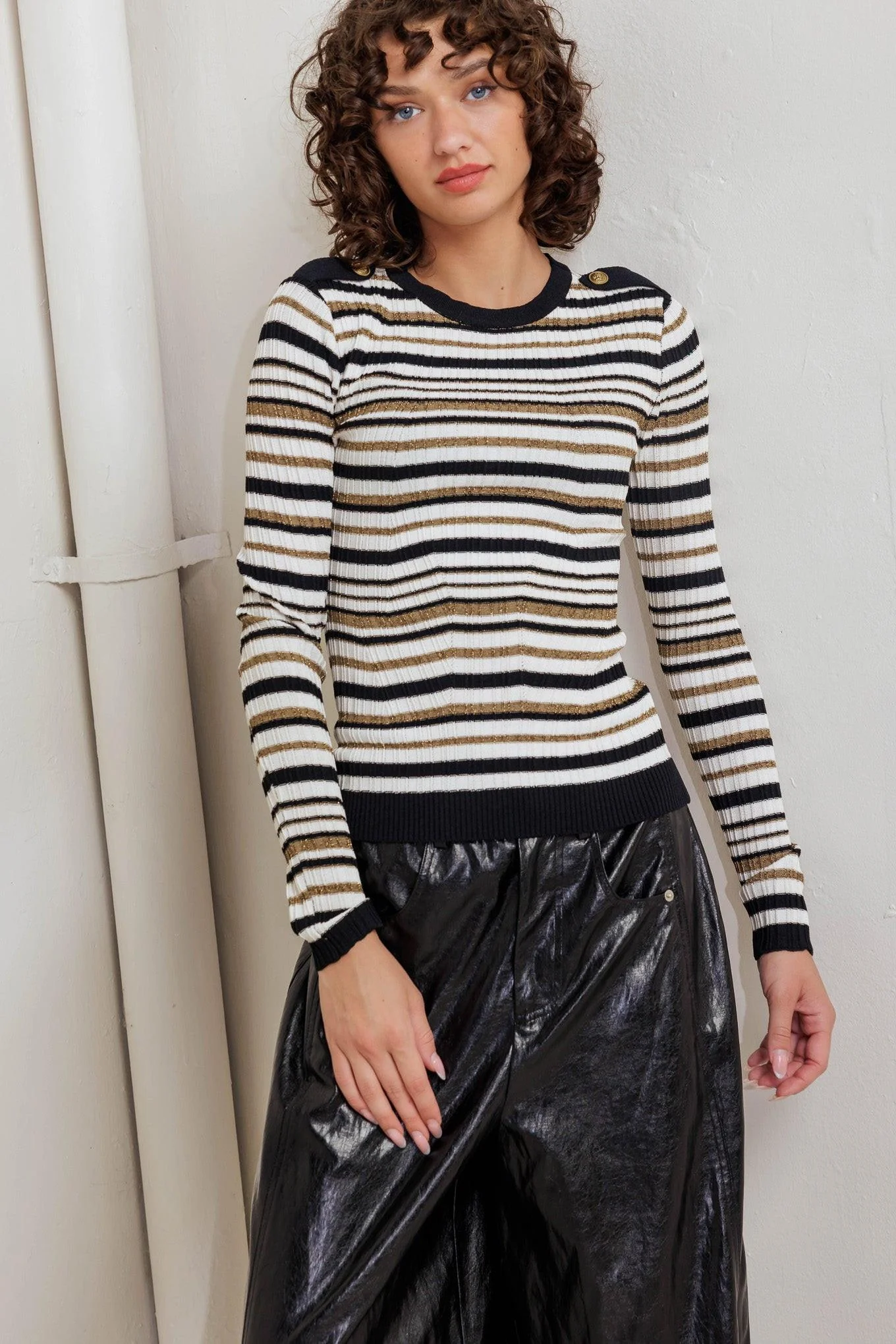 Sweet Stripe Muse Sweater Knit Top - Image 5