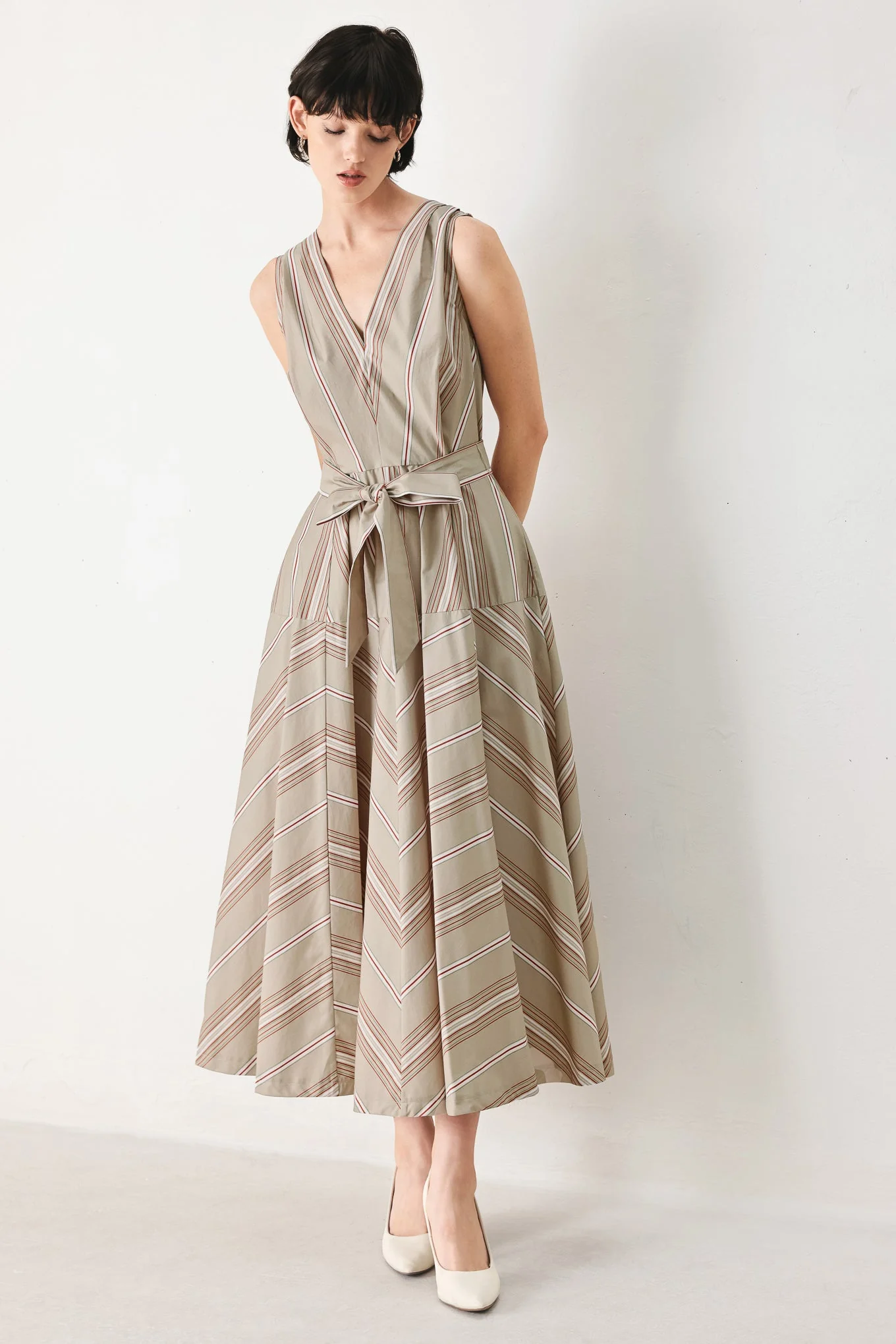 Sweet Stripe Woven Midi Dress - Image 3