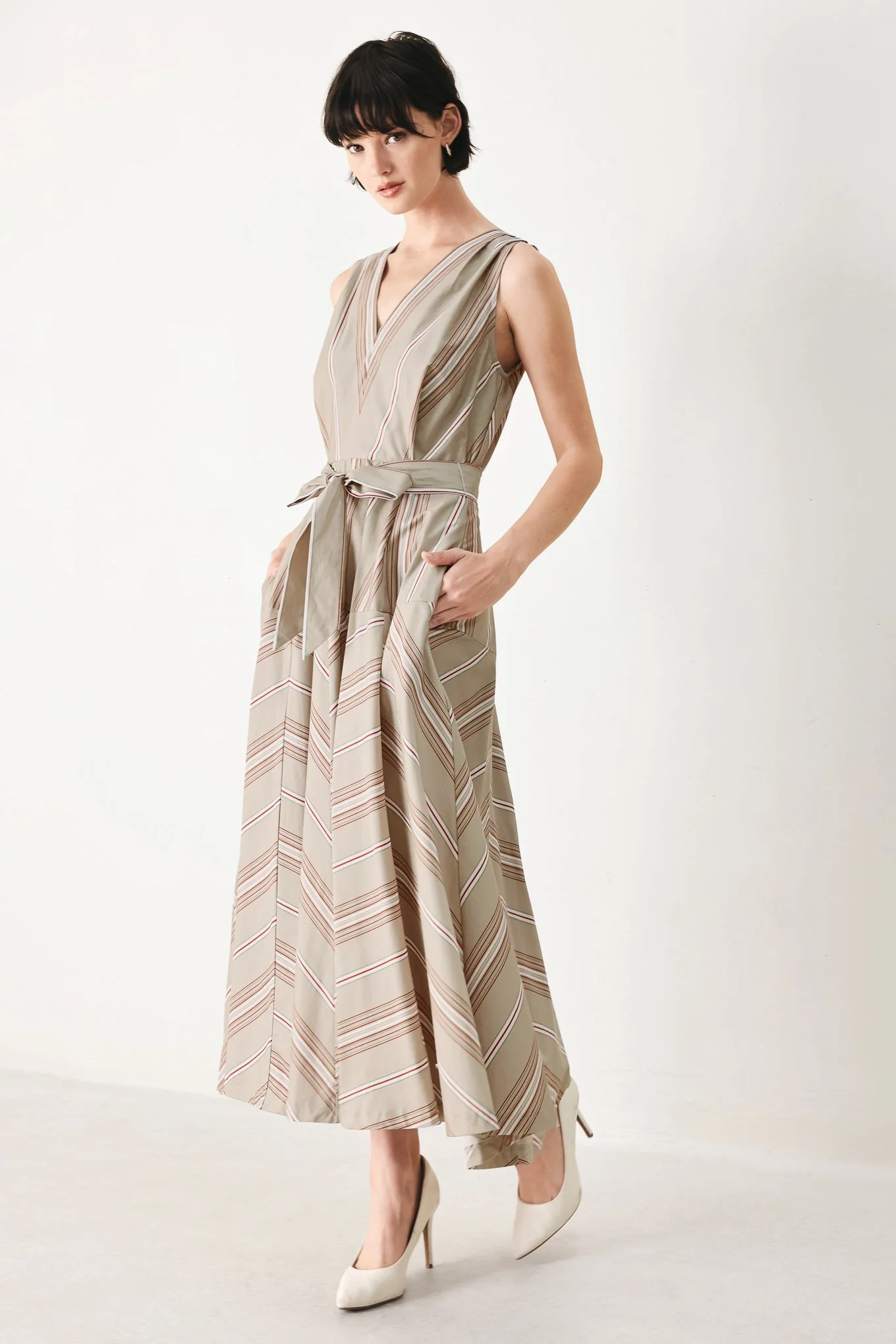 Sweet Stripe Woven Midi Dress - Image 5