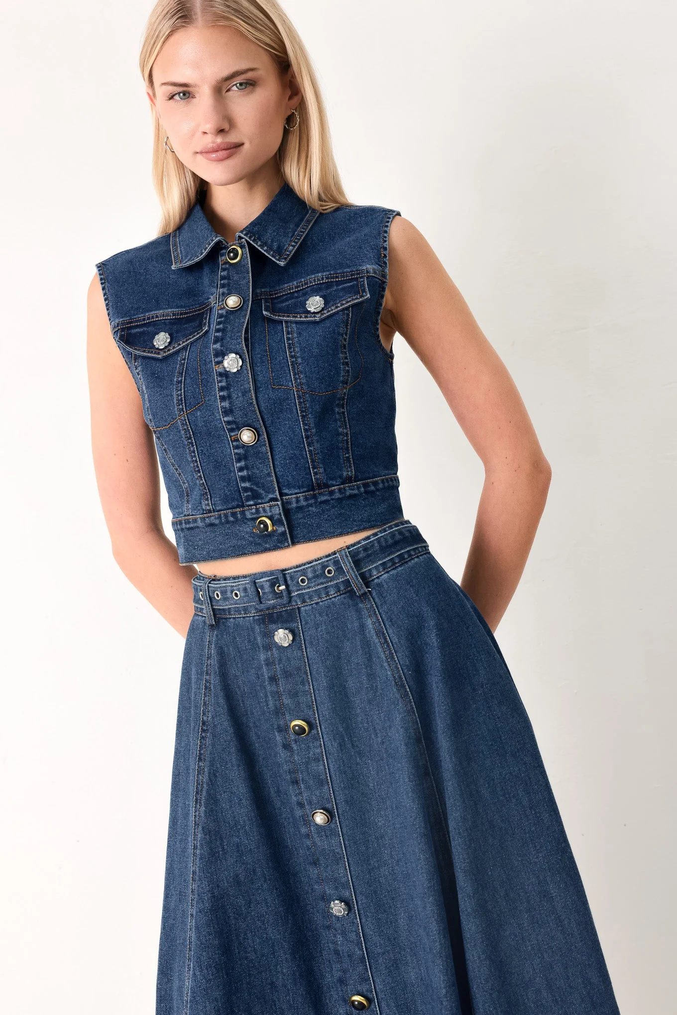 Sweet Talker Denim Crop Vest - Image 4