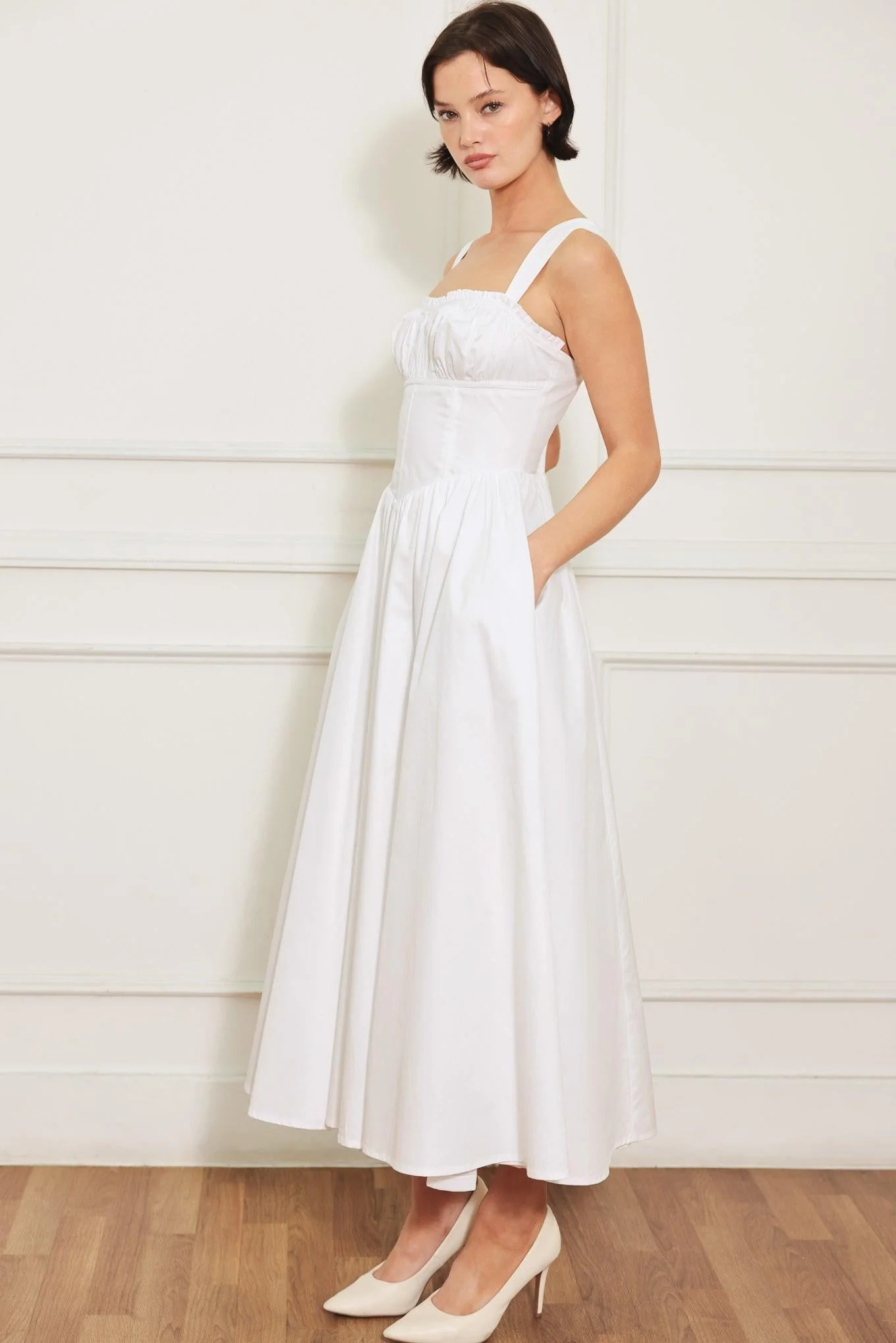 Sweetheart Serenade Woven Midi Dress - Image 6
