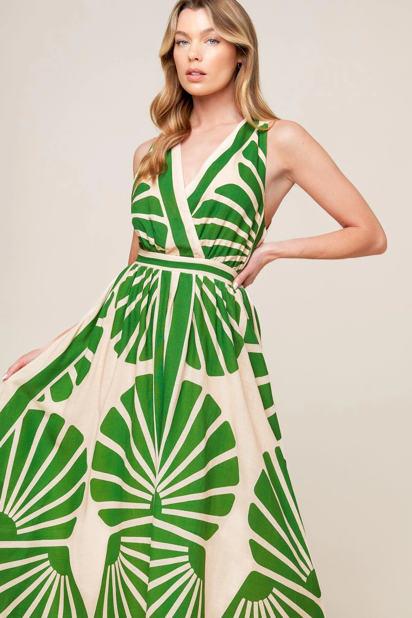 Swept Me Off My Feet Green Woven Midi Dress - Image 4