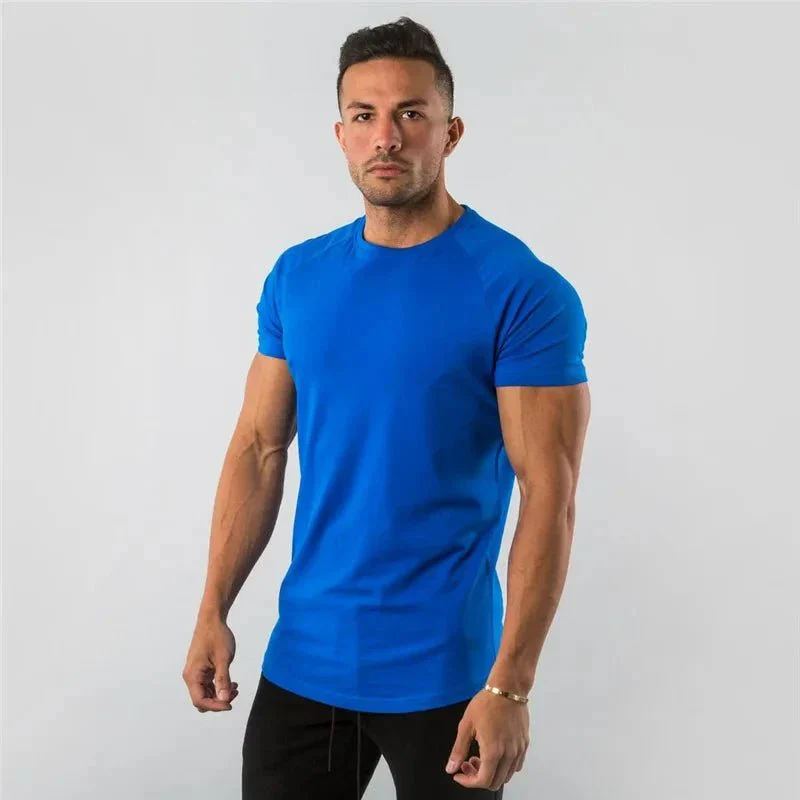 T Shirt Men Casual Short Sleeve Muscle Joggers Bodybuilding Tshirt Male Gym Fitness Tops Tee Streetwear Slim Fit Summer T-shirt - Image 13