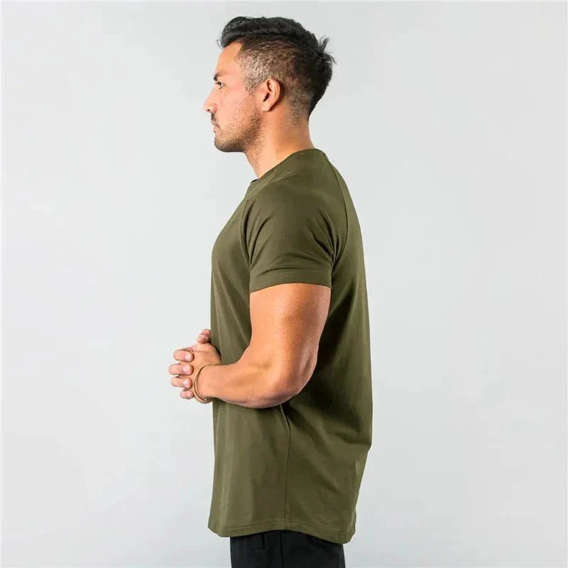 T Shirt Men Casual Short Sleeve Muscle Joggers Bodybuilding Tshirt Male Gym Fitness Tops Tee Streetwear Slim Fit Summer T-shirt - Image 5