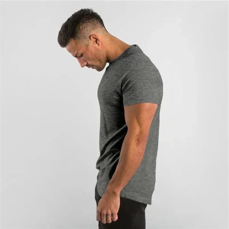 T Shirt Men Casual Short Sleeve Muscle Joggers Bodybuilding Tshirt Male Gym Fitness Tops Tee Streetwear Slim Fit Summer T-shirt - Image 7
