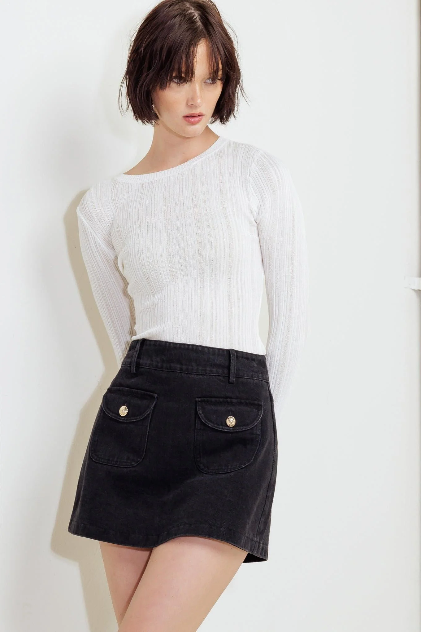 Tailored Flow Black Woven Skort