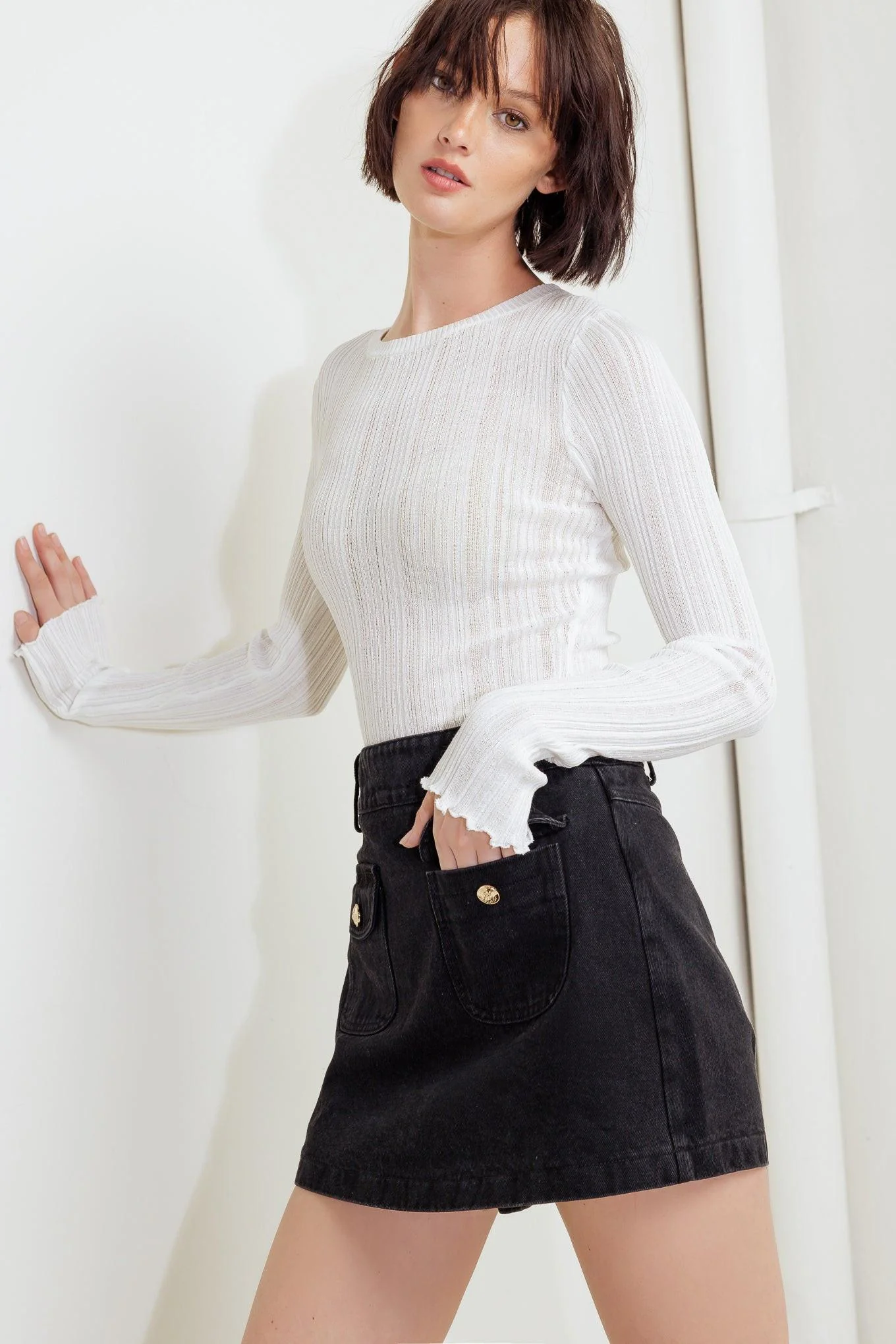 Tailored Flow Black Woven Skort - Image 5