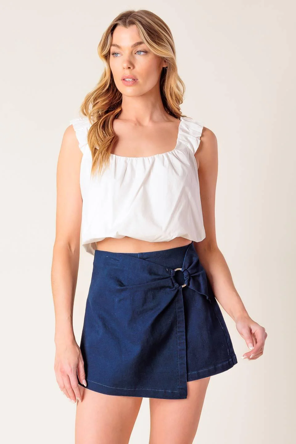 Taking Time Off Denim Woven Skort - Image 3