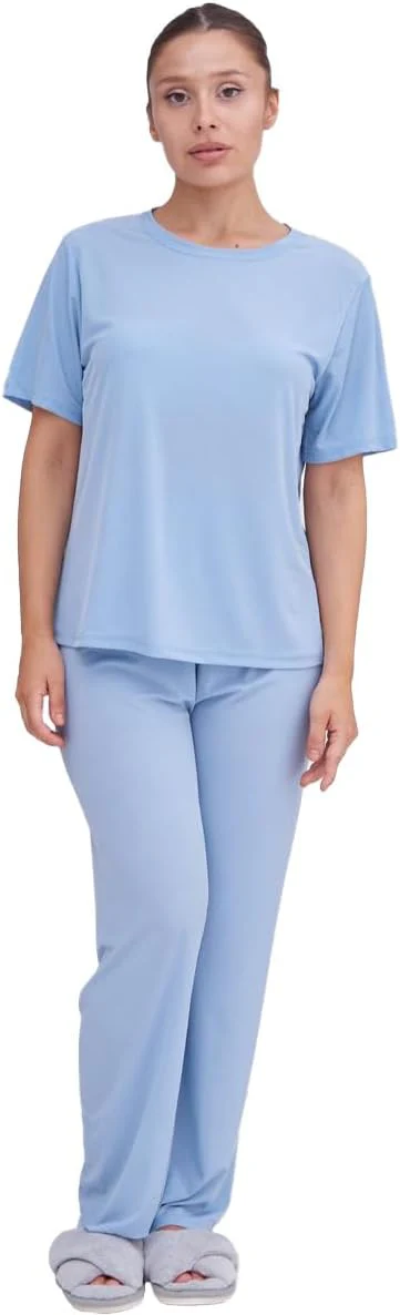 Talmont Women's Pajama 2-Piece Lounge Set, Short Sleeve Shirt & Pants, Silky Soft Sleepwear - Image 5