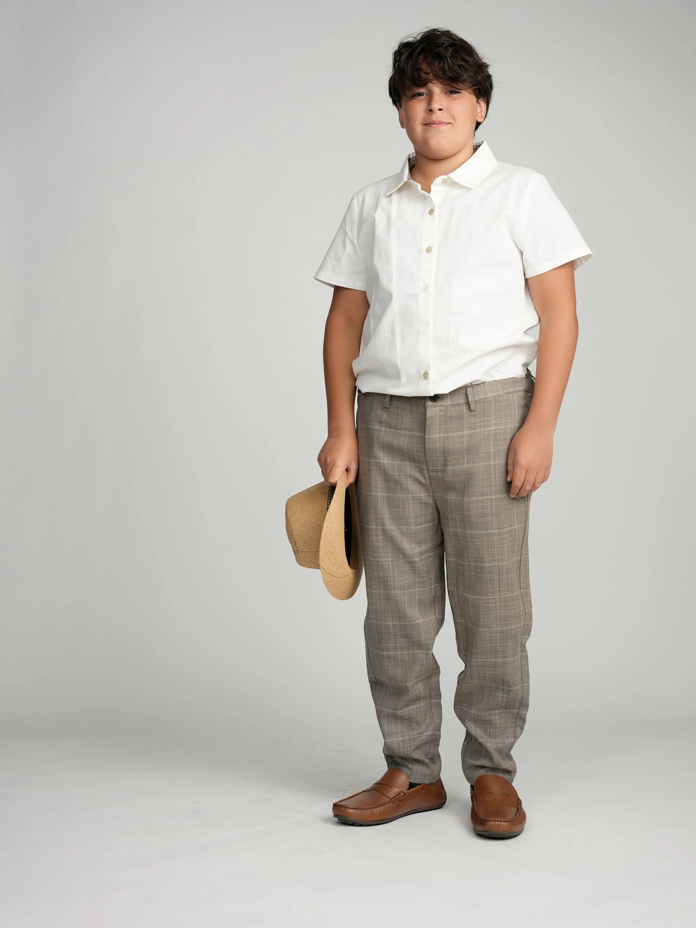 Tan Buttons Short Sleeve Dress Shirt with Paisley Contrast - Image 3
