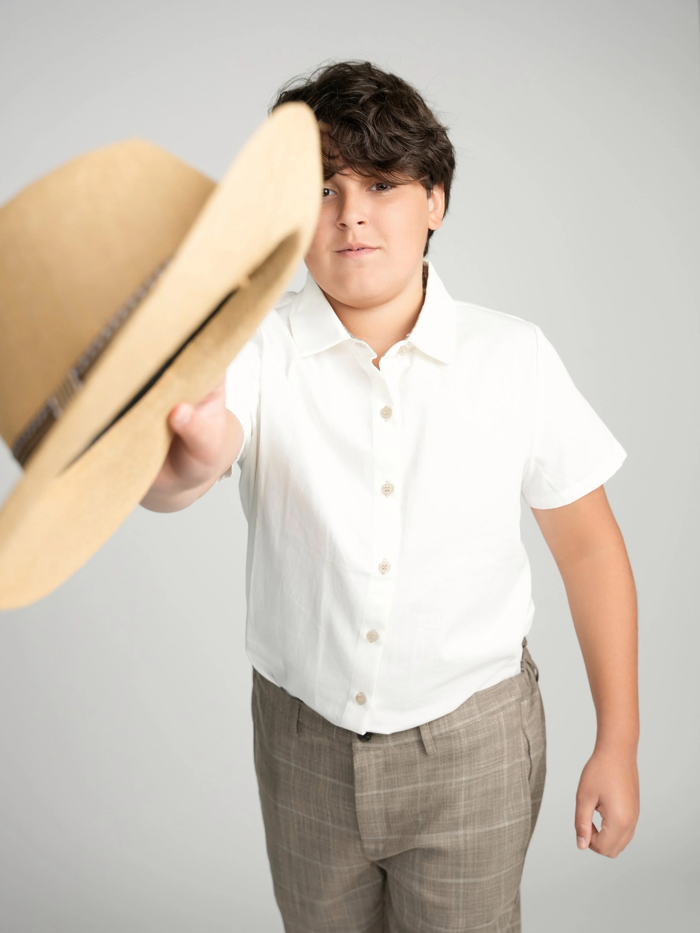 Tan Buttons Short Sleeve Dress Shirt with Paisley Contrast - Image 6