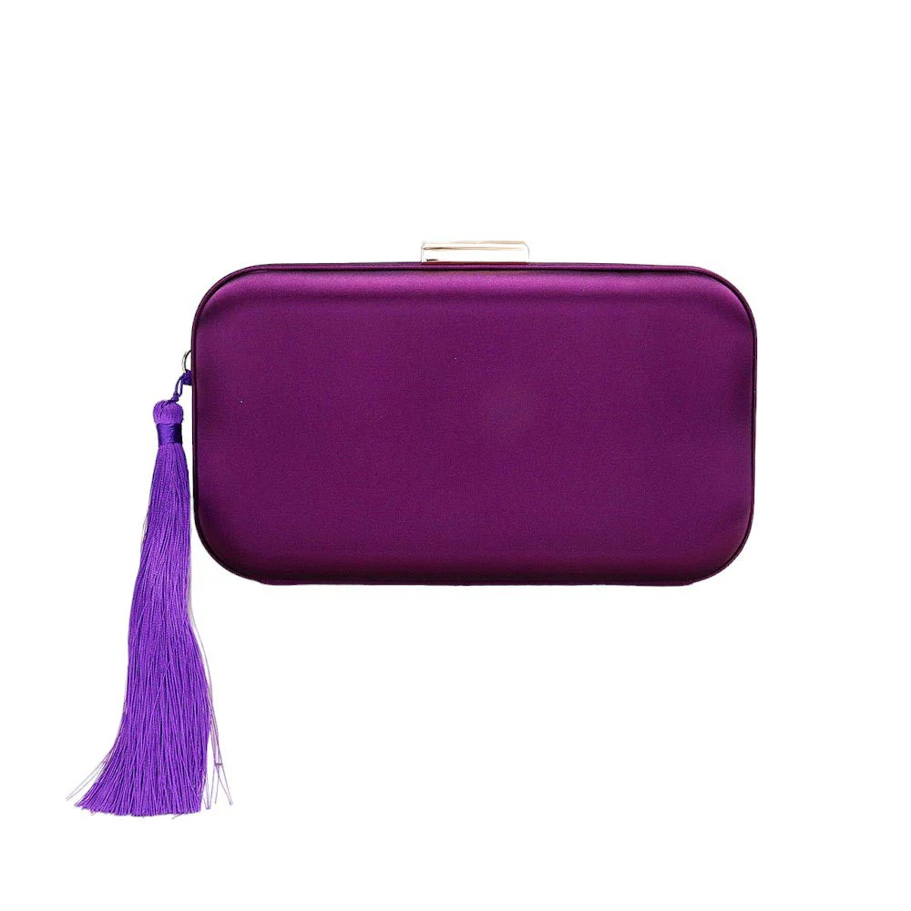 Tassel Pointed Solid Clutch Crossbody Bag - Image 4
