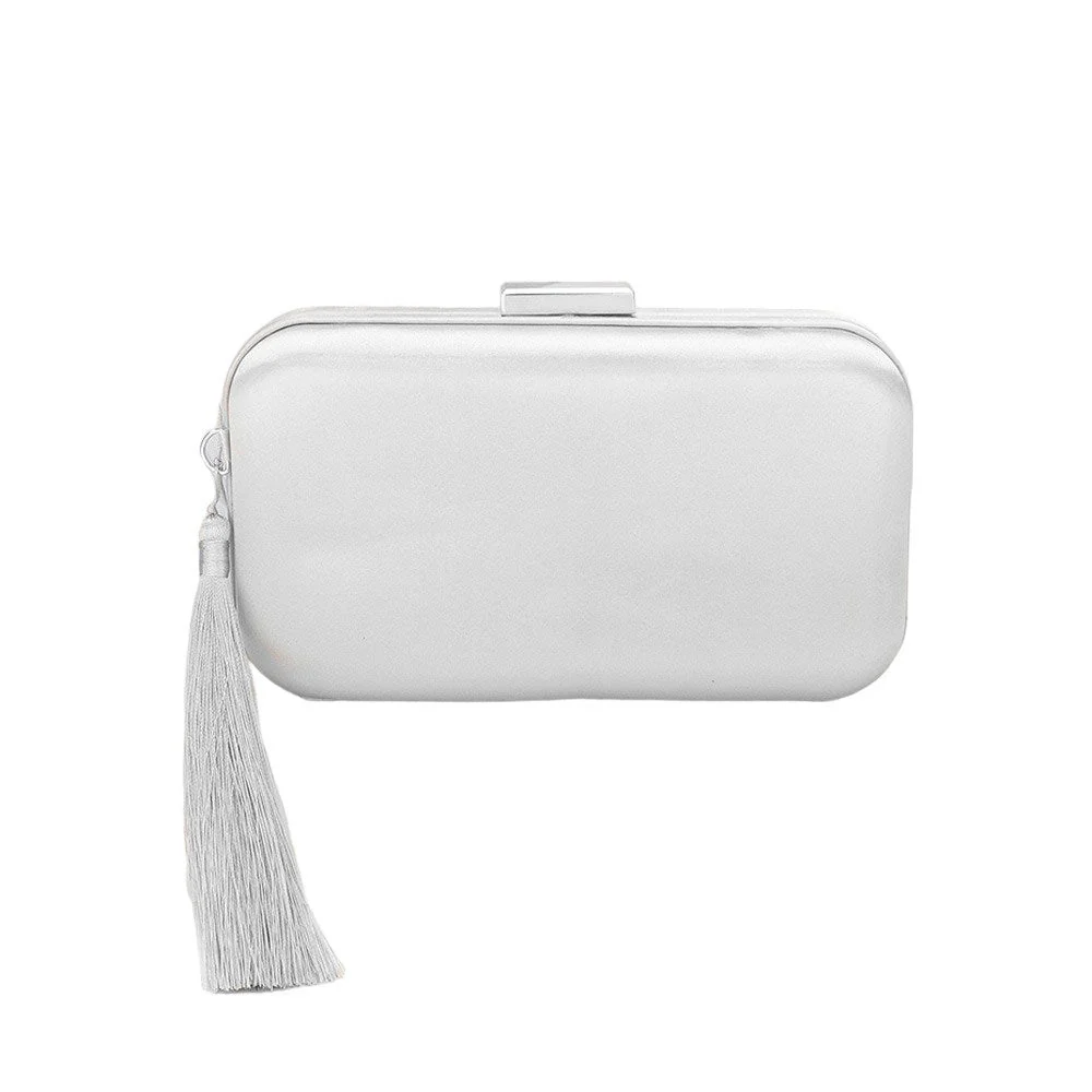 Tassel Pointed Solid Clutch Crossbody Bag - Image 8