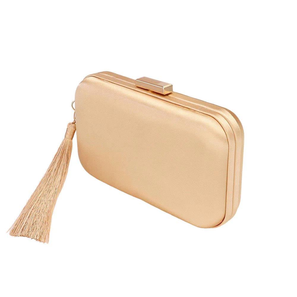 Tassel Pointed Solid Clutch Crossbody Bag - Image 9
