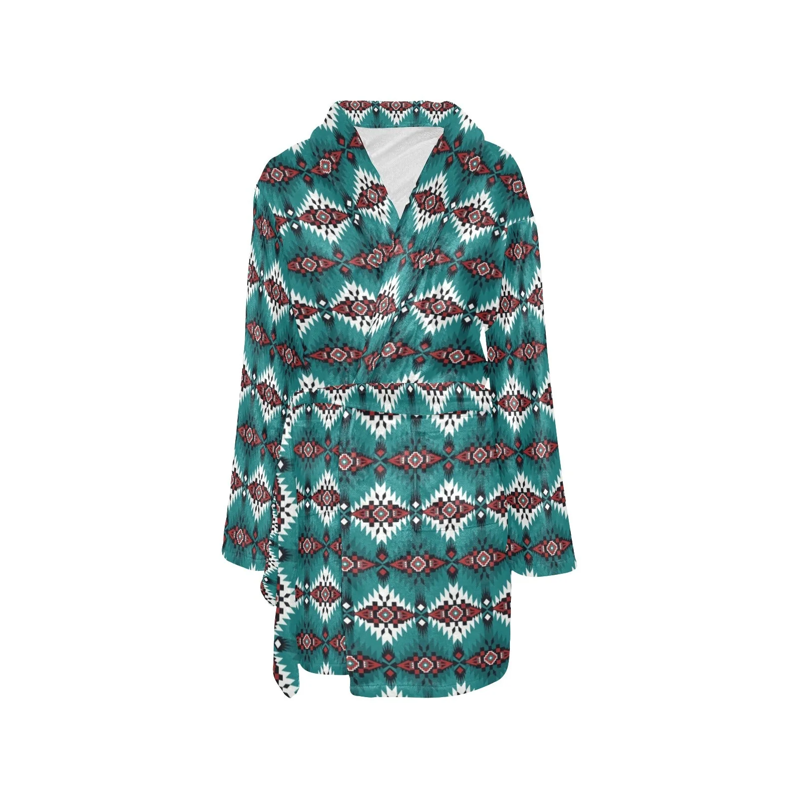 Teal Aztec Women's Western Bath Robe - Image 7