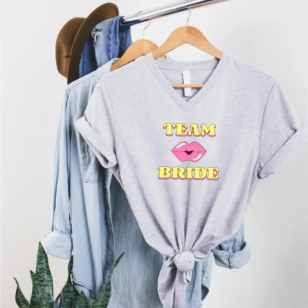 🍾 Team Bride & The Bride 💍 Bachelorette Party Matching V-Neck T-Shirts - Image 11