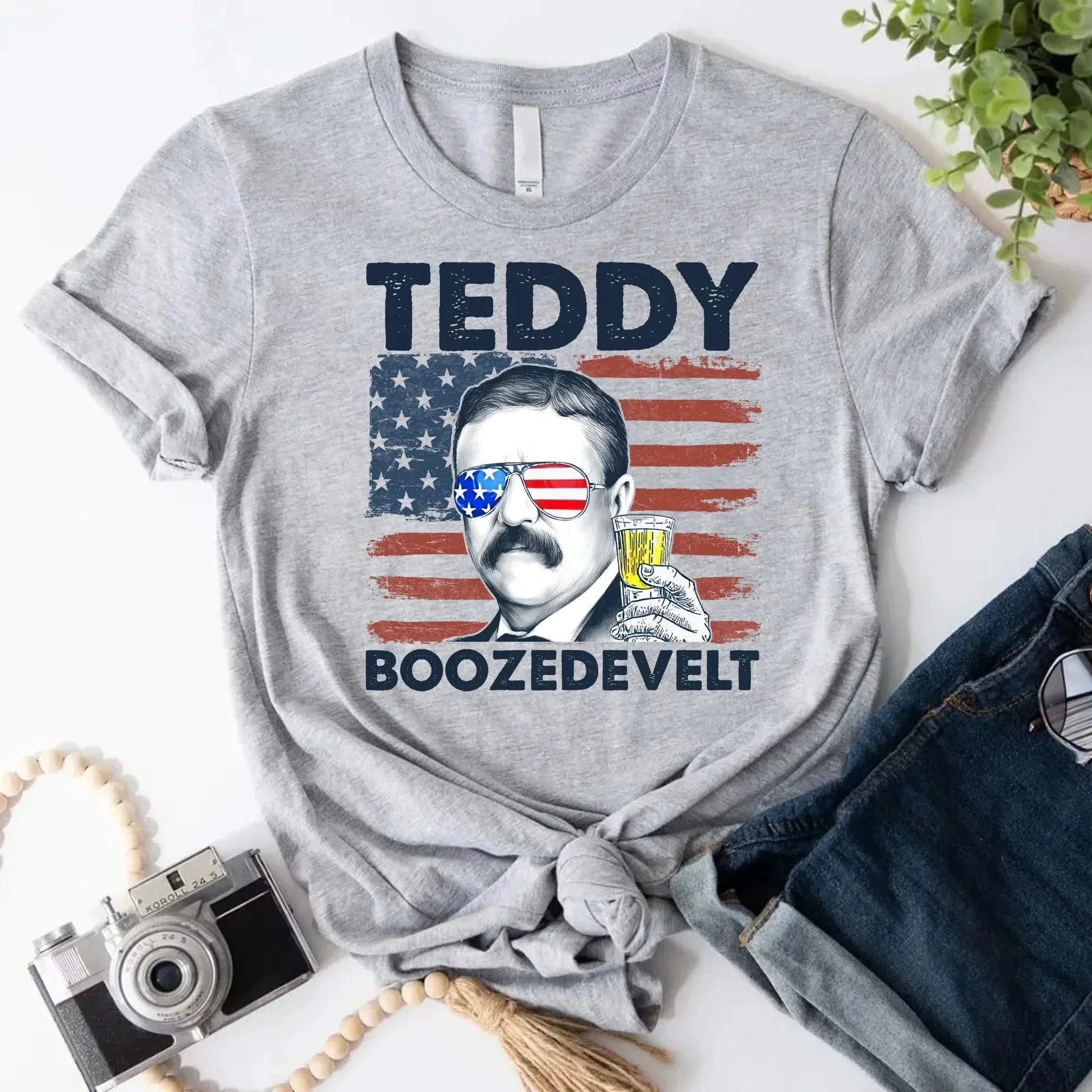 Teddy Boozedevelt 4th of July Shirt – Roosevelt Party Drinking Tee - Image 14