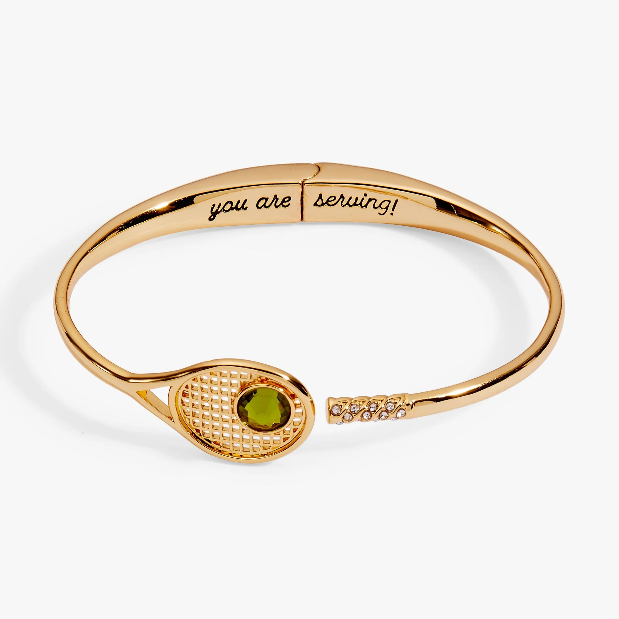Tennis Racket 'You Are Serving' Hinge Cuff Bracelet - Image 4