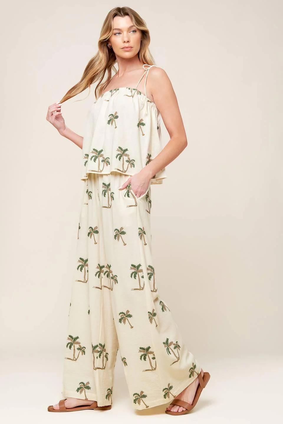 Terrific Timing Ivory Woven Top and Pant Set - Image 5