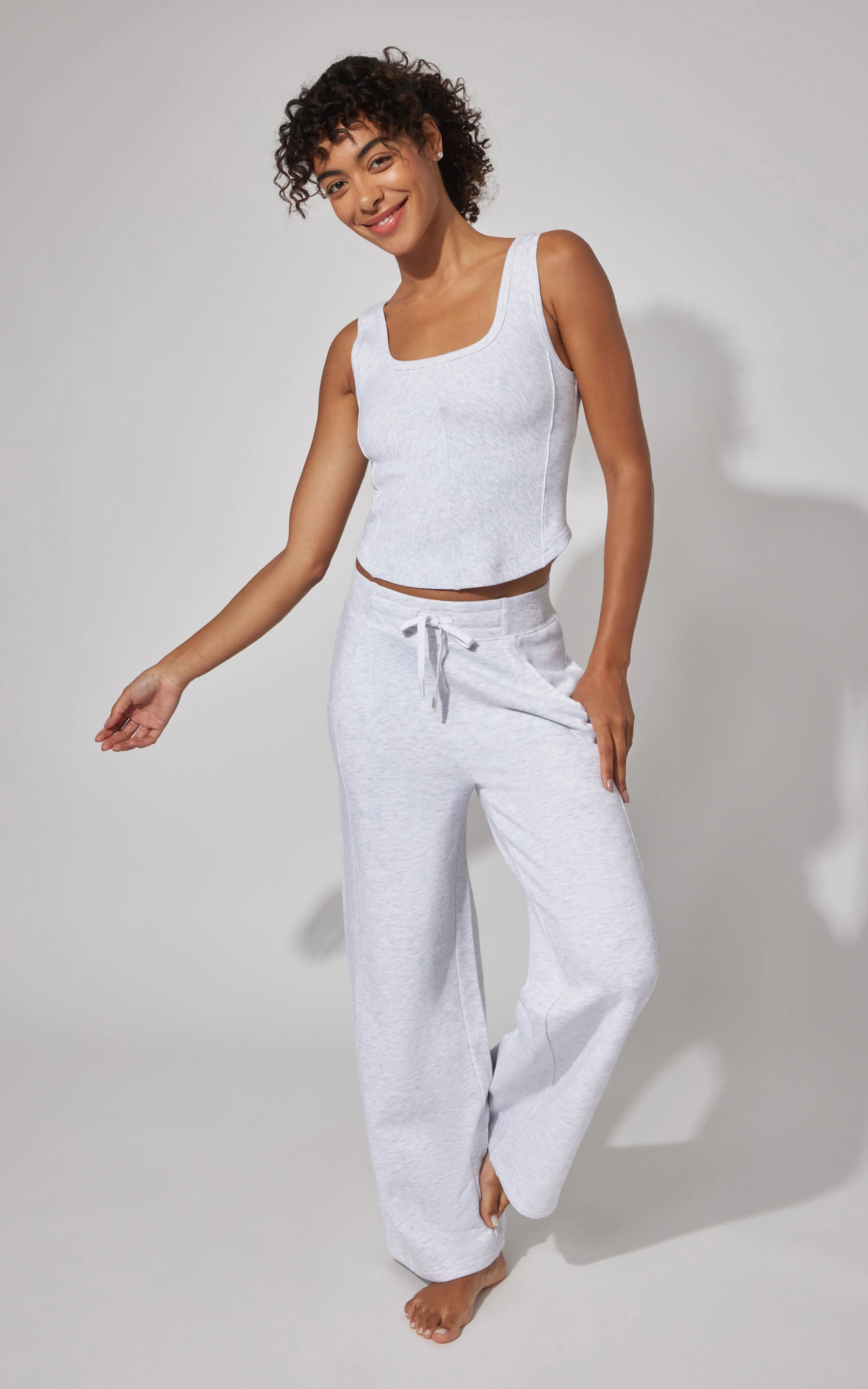 Terry Corset Tank & Fleece Wide Leg Pant Set - Image 22