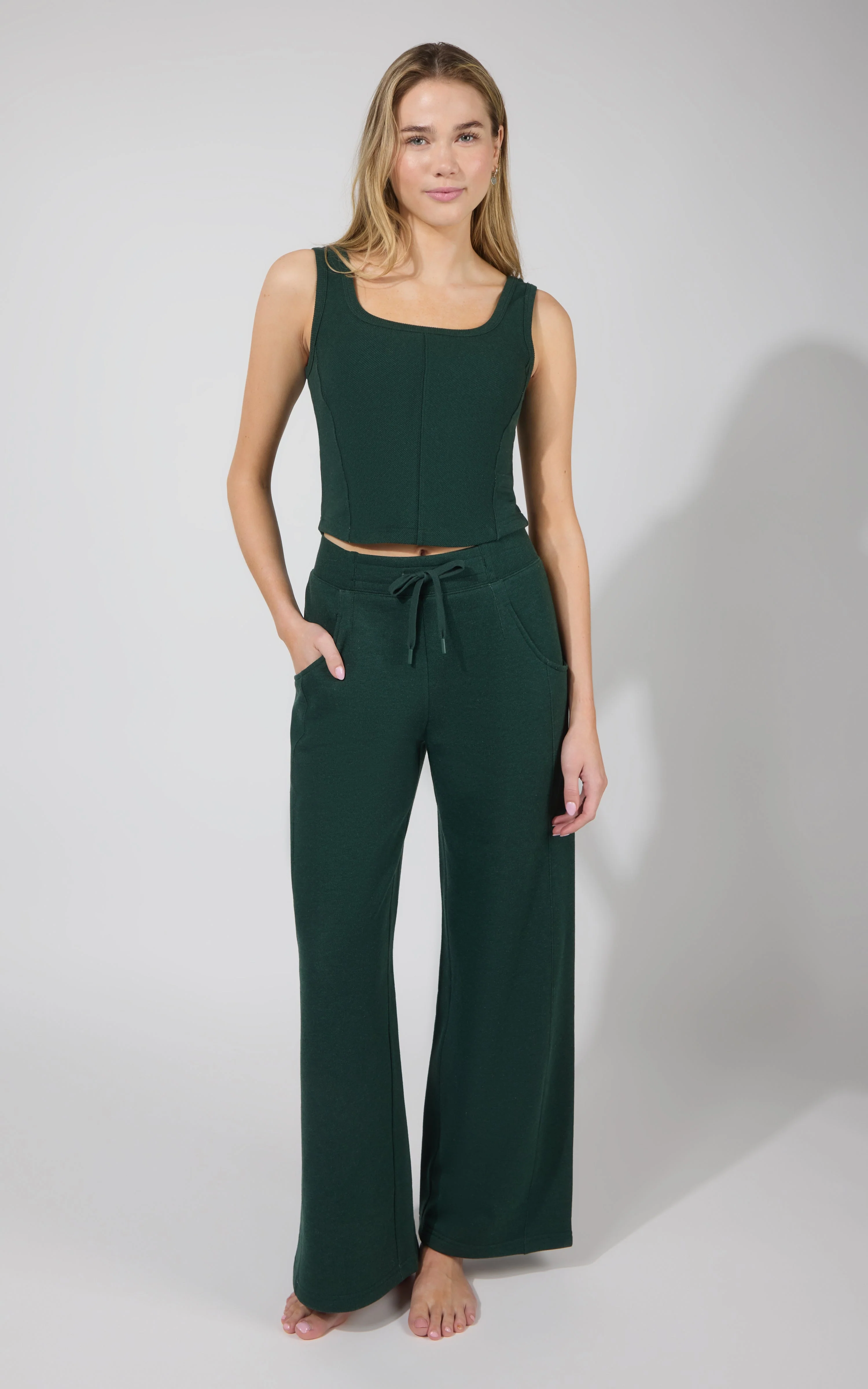 Terry Corset Tank & Fleece Wide Leg Pant Set - Image 29