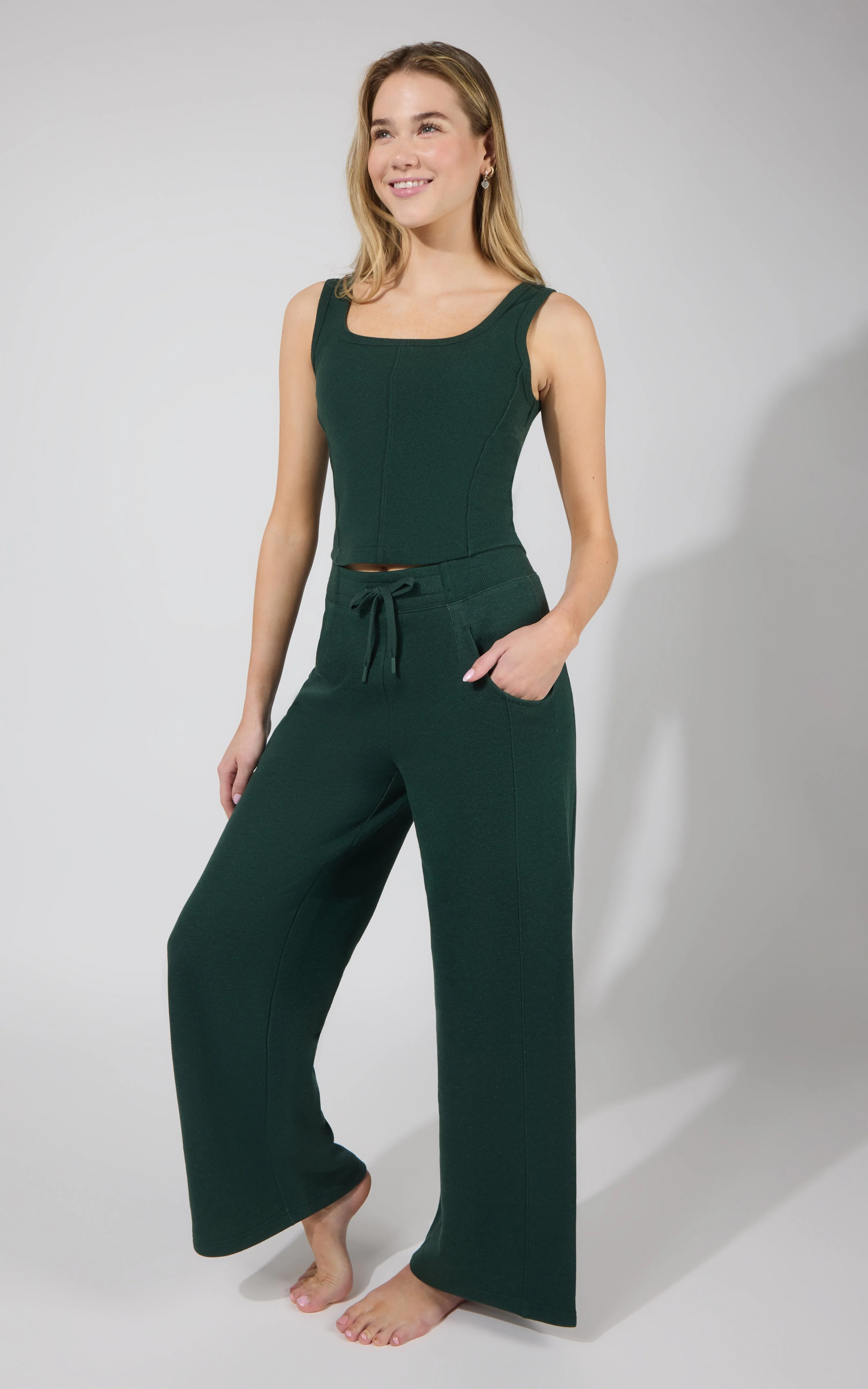 Terry Corset Tank & Fleece Wide Leg Pant Set - Image 31