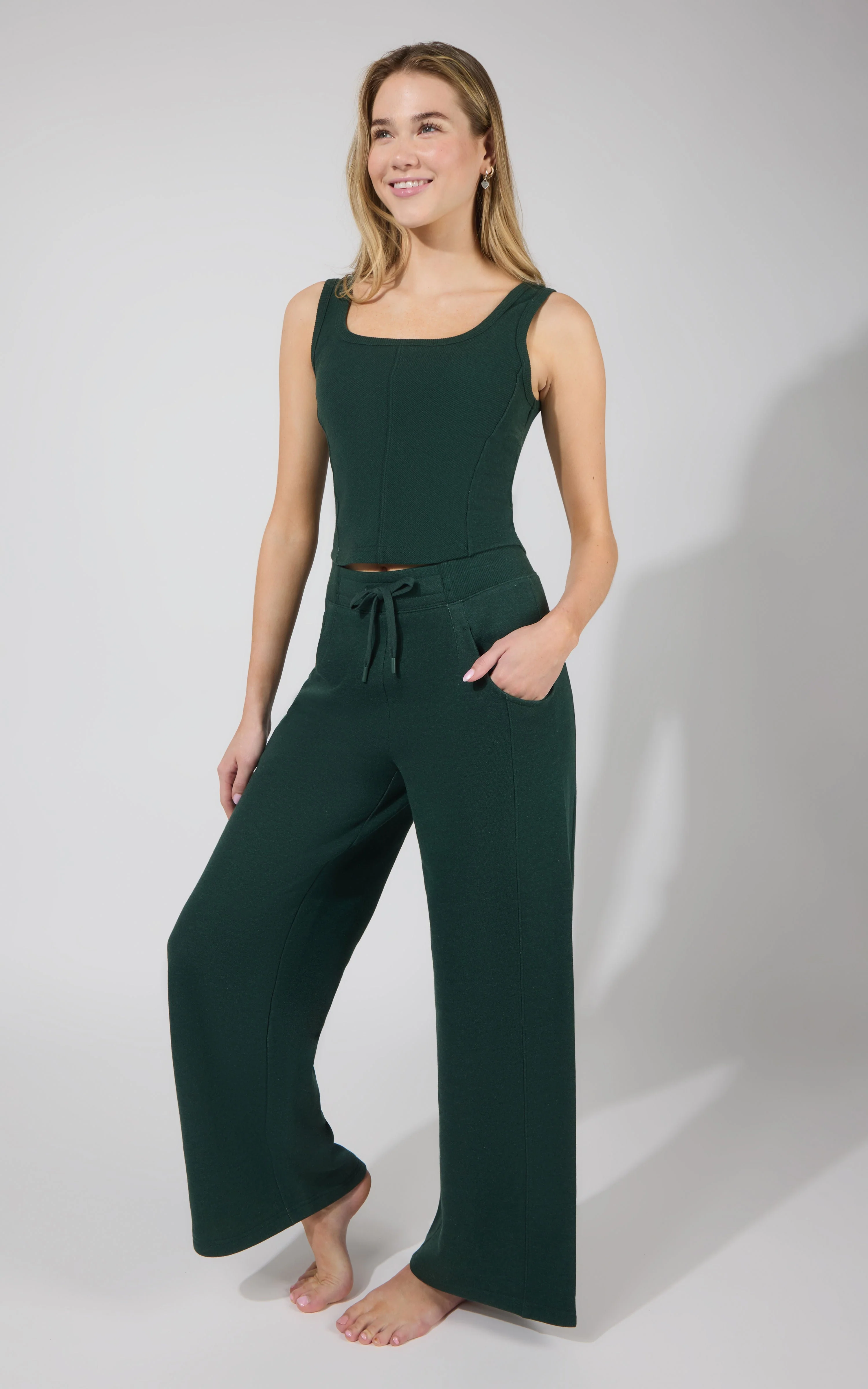 Terry Corset Tank & Fleece Wide Leg Pant Set - Image 51