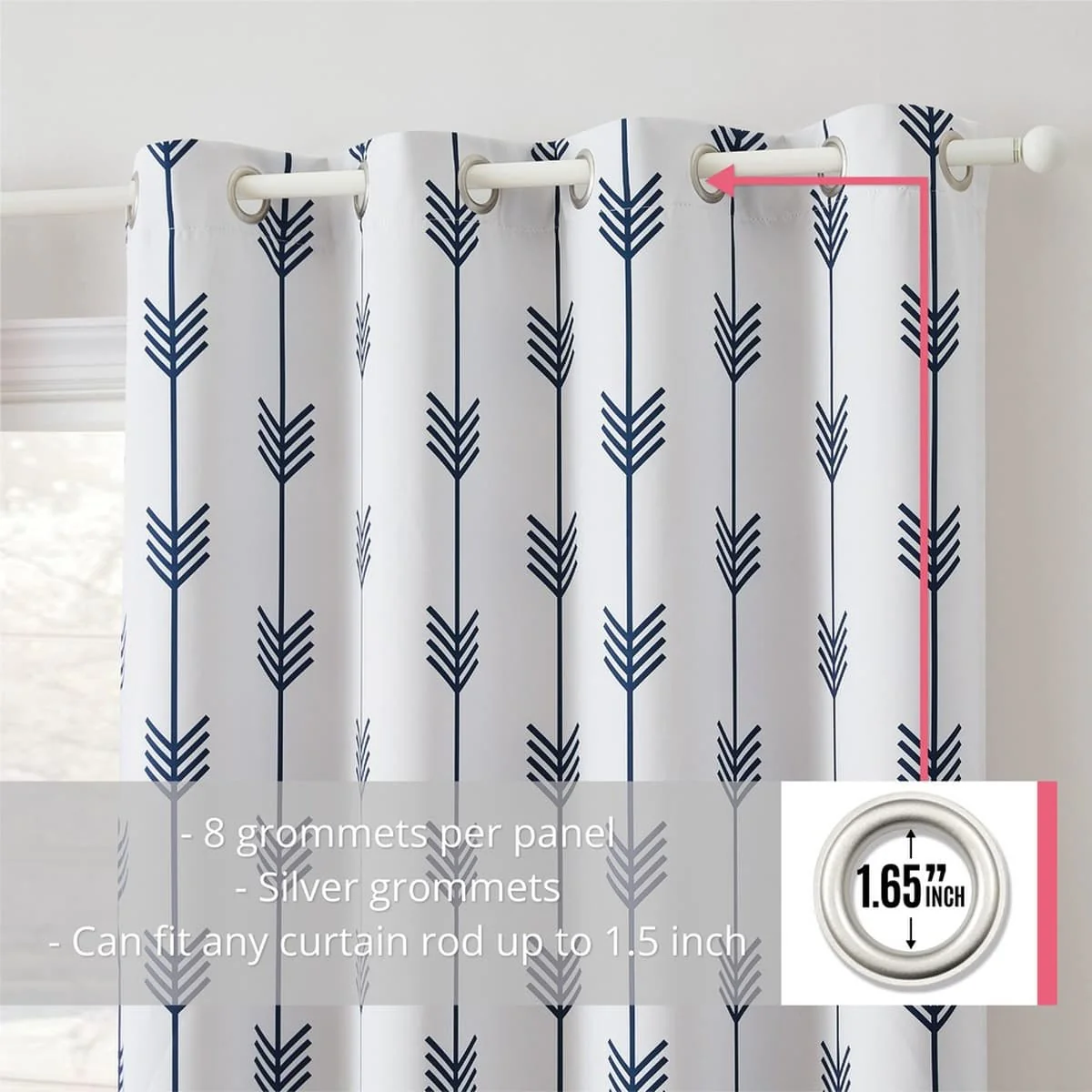 Thd Arrow Print Thermal Room Darkening Blackout Energy Efficient Window Curtain Grommet Panels - Set of 2 - Image 21