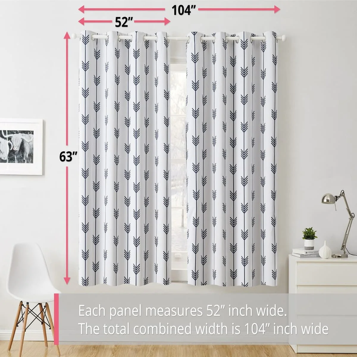 Thd Arrow Print Thermal Room Darkening Blackout Energy Efficient Window Curtain Grommet Panels - Set of 2 - Image 22